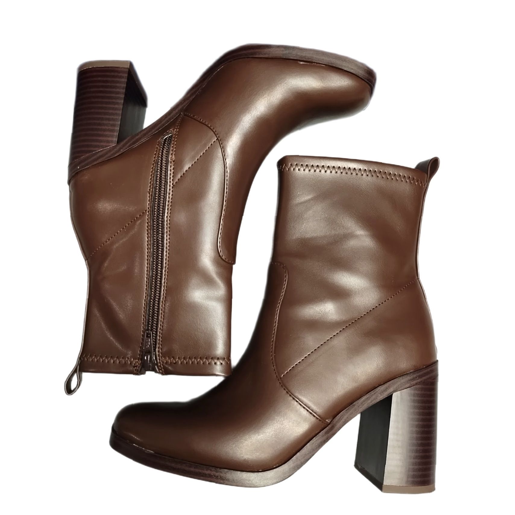 Vintage LC Lauren Conrad Zamino Boots Womens US Size 6M Brown Square Toe Side Zip Boots & 6M Womens LC Zamino Bootie Shoe Size US 6 / IT 36 - 2 Thumbnail