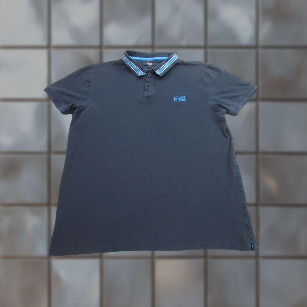 Cavalli Class Cavalli Class Polo Shirt Mens Large Blue Short Sleeve Striped Collar Embroidered Size US L / EU 52-54 / 3 - 1 Thumbnail