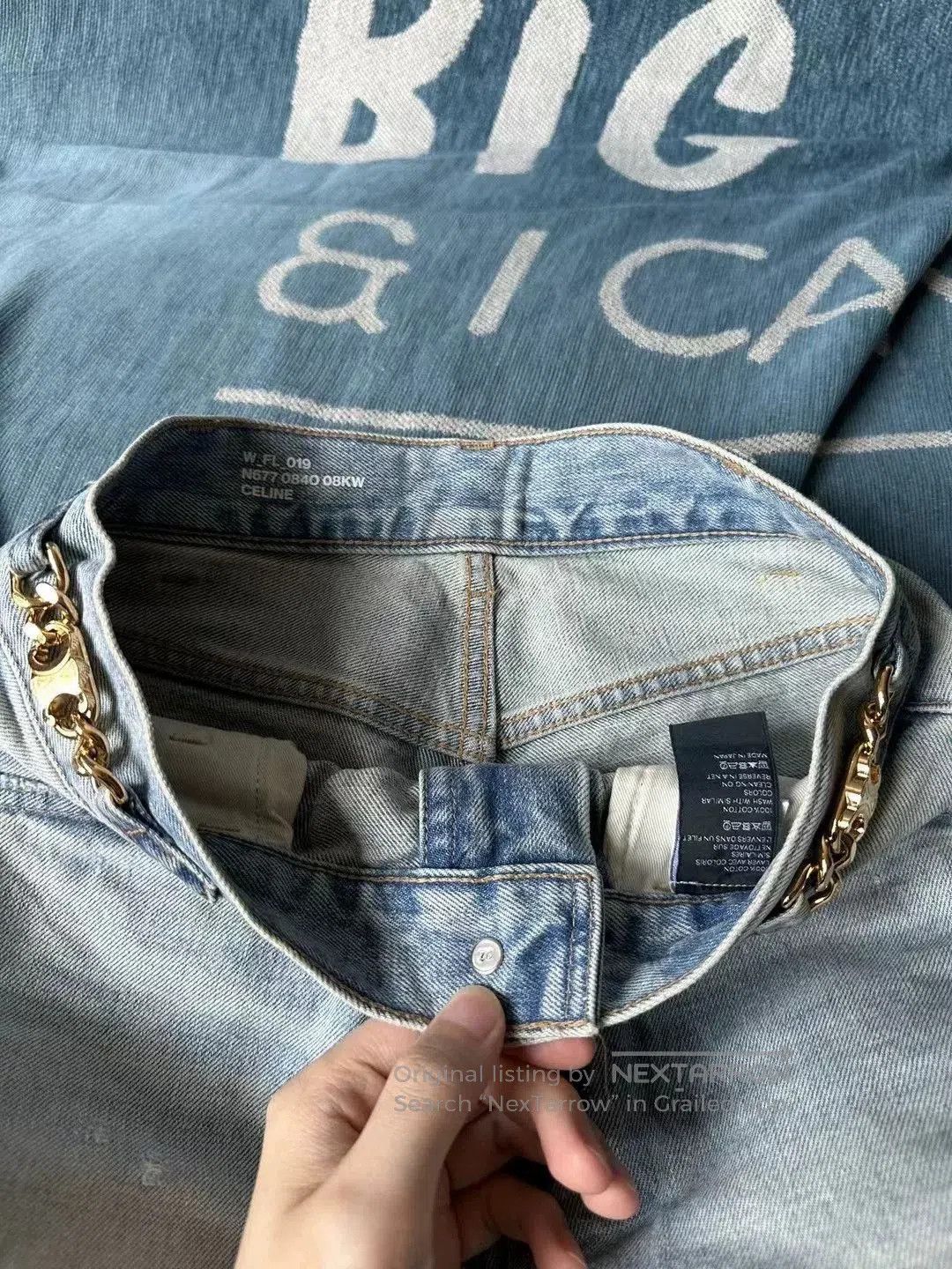Celine celine chain detail washed denim jeans. Size 25" / US 0 / IT 36 - 3 Thumbnail
