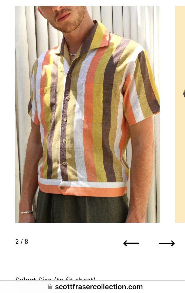 image of Scott Fraser Collection Yellow And Coral Striped Lido Shirt, Men's (Size Medium)