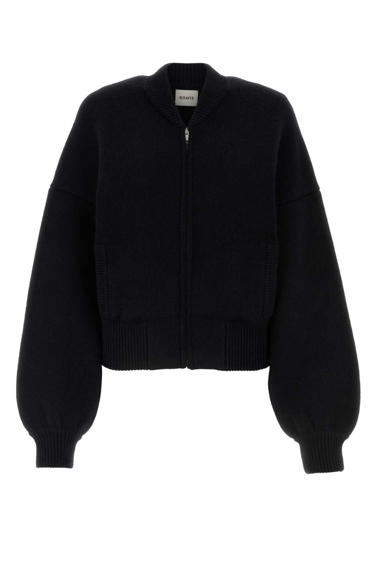 image of Khaite Black Stretch Cashmere Rhea Cardigan, Women's (Size Small)