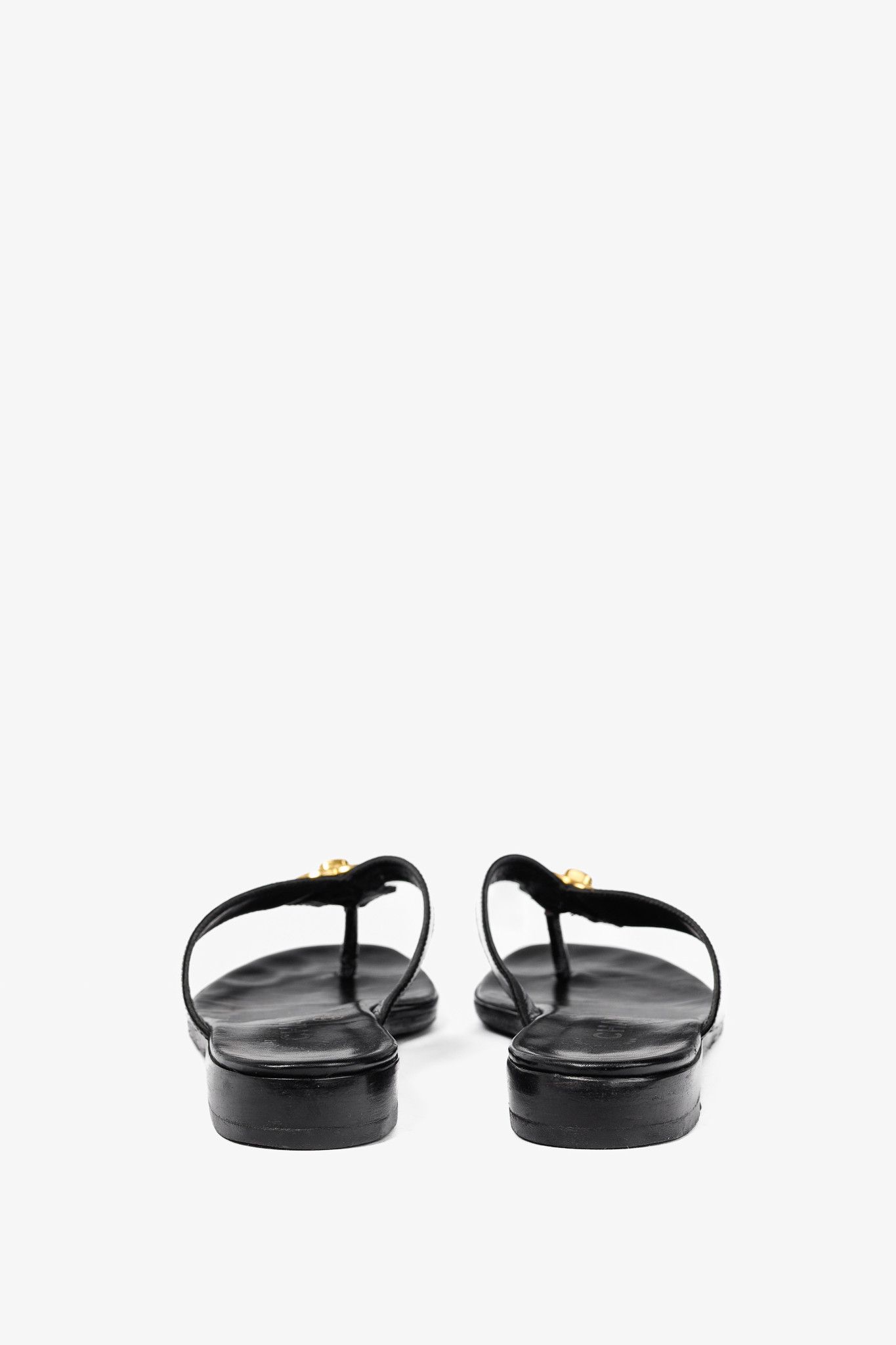 Chanel Chanel 96P Black Leather CC-Turnlock Flip Flips Size US 7.5 / IT 37.5 - 4 Thumbnail