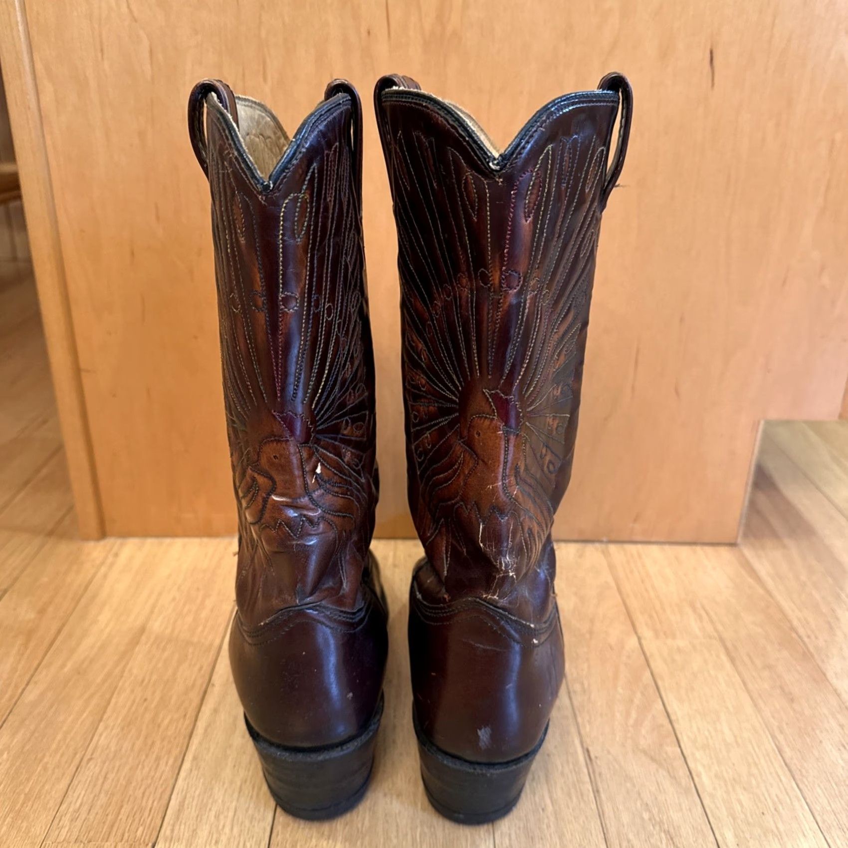 Vintage VINTAGE Texas Cowboy Boots Patent Thunderbird Peacock Stitching Leather Upper Leather Boot Size 9D Mens Brown Western Cowboy Boots Size US 9 / EU 42 - 6 Thumbnail