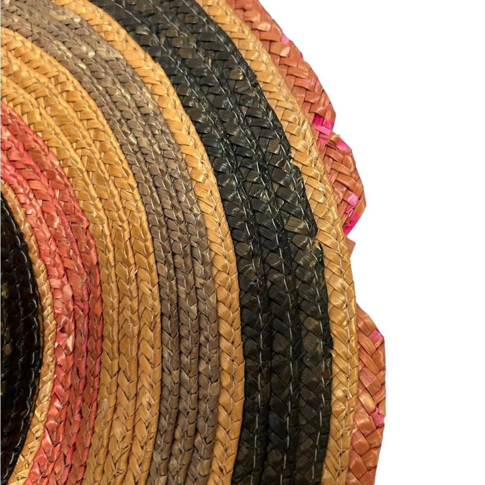 Designer Multicolor Striped Straw Summer Hat Size ONE SIZE - 3 Thumbnail