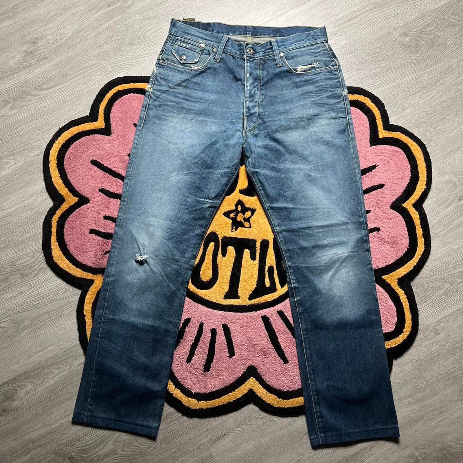G-Star G-Star Raw Morris Tapered Distressed Stone Wash Jeans 33x30 Size US 33 - 1 Thumbnail
