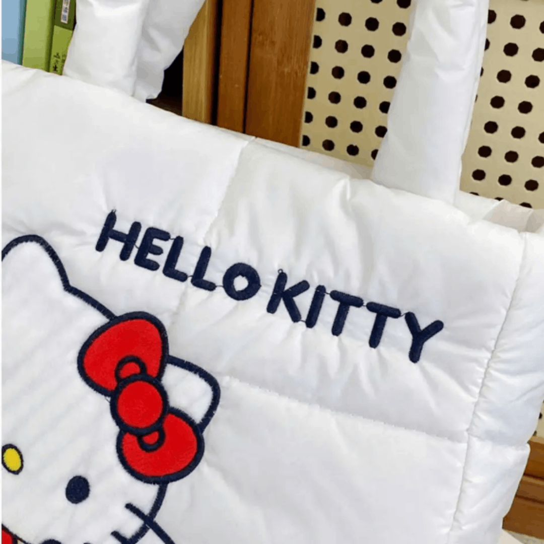 Japanese Brand HELLO KITTY Fabric Handbag, Shoulder bag, White, NEW Size ONE SIZE - 7 Thumbnail