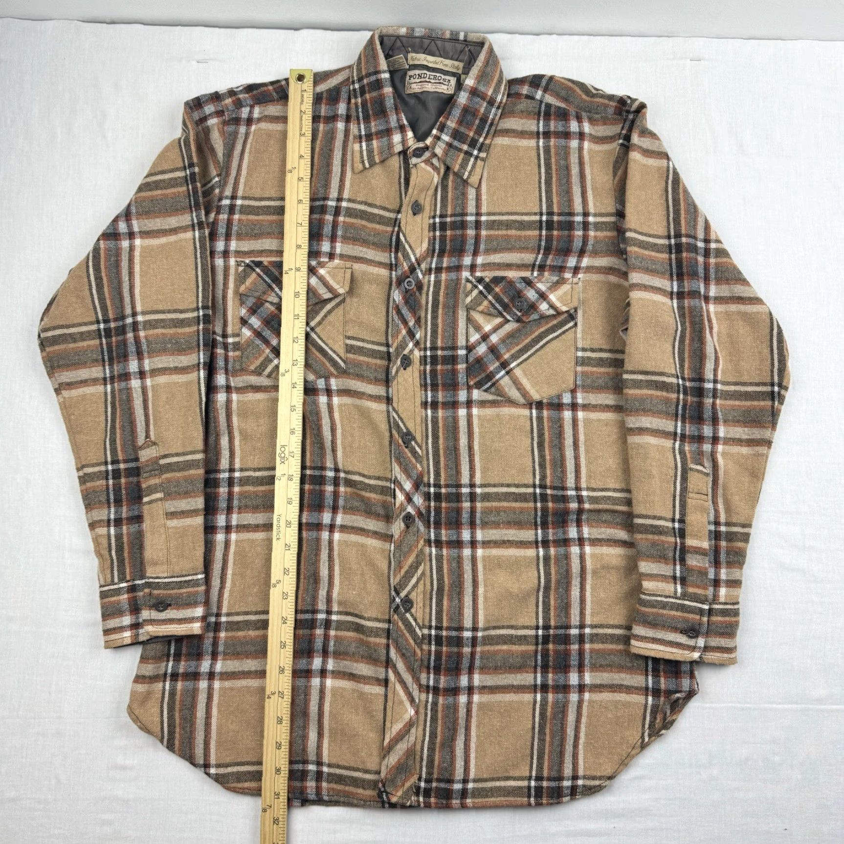 Vintage VINTAGE Ponderosa Flannel Shirt Mens Large Brown Plaid Linen Wool Blend 80s 90s Shirt Regular Button-Up Size US L / EU 52-54 / 3 - 5 Thumbnail