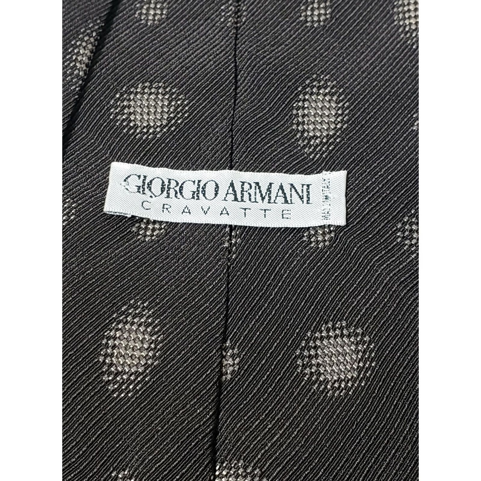 Giorgio Armani Giorgio Armani Men's Tie Brown Grey Classic 58" 65% Silk Dots Pattern Size ONE SIZE - 5 Thumbnail