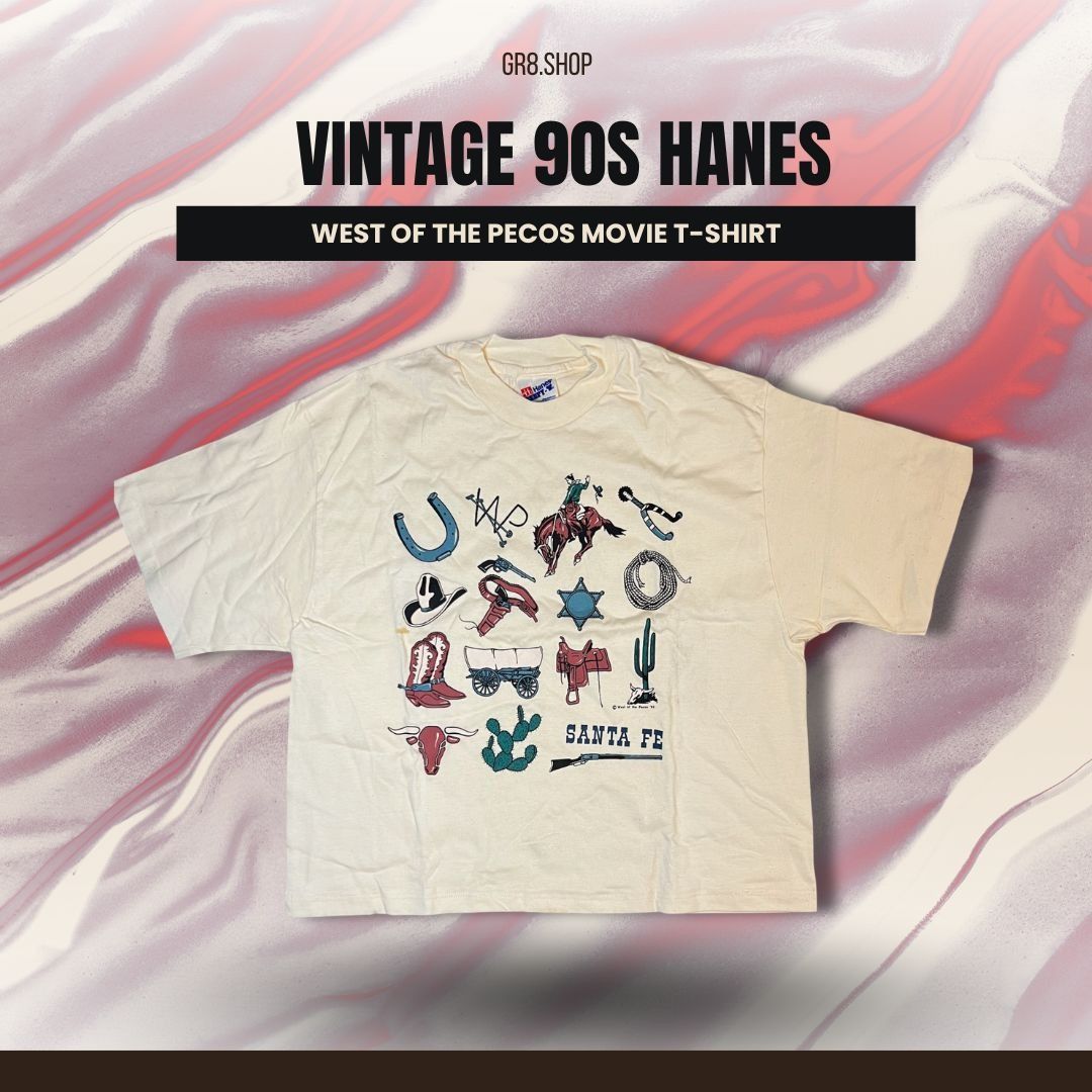 Hanes Vintage 90s Hanes West Of The Pecos Santa Fe Cowboy Graphic Size XL / US 12-14 / IT 48-50 - 1 Thumbnail