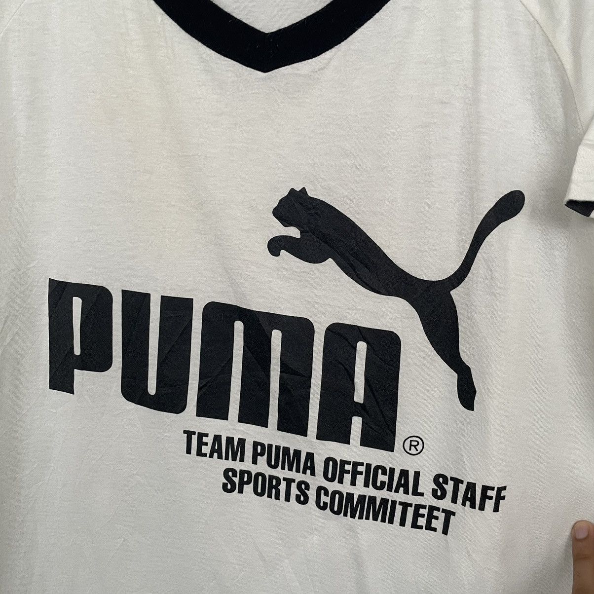 Puma × Vintage 1990s Puma Official Staff Sports Committee T Shirt Size US M / EU 48-50 / 2 - 2 Thumbnail