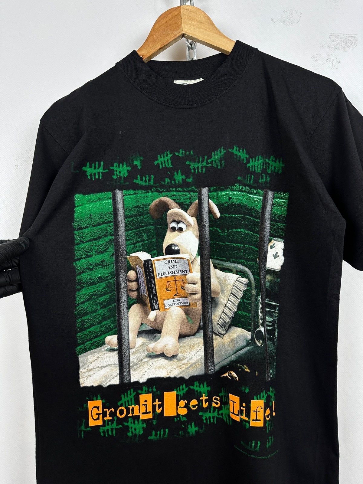 Cartoon Network 1989 Vintage Wallace & Gromit Gets Life Black T-Shirt Size US M / EU 48-50 / 2 - 8 Thumbnail