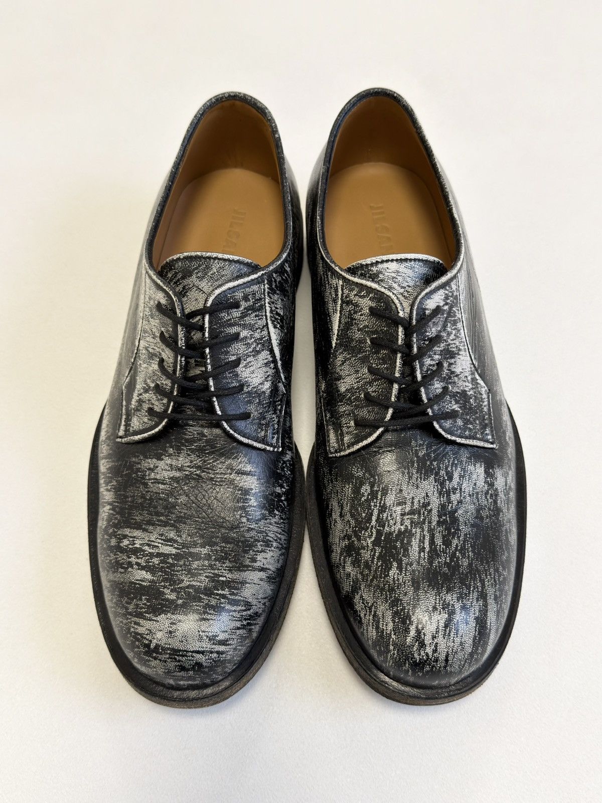 Jil Sander Black/White ‘Distressed Leather’ Derby Shoes Size US 9 / EU 42 - 13 Thumbnail