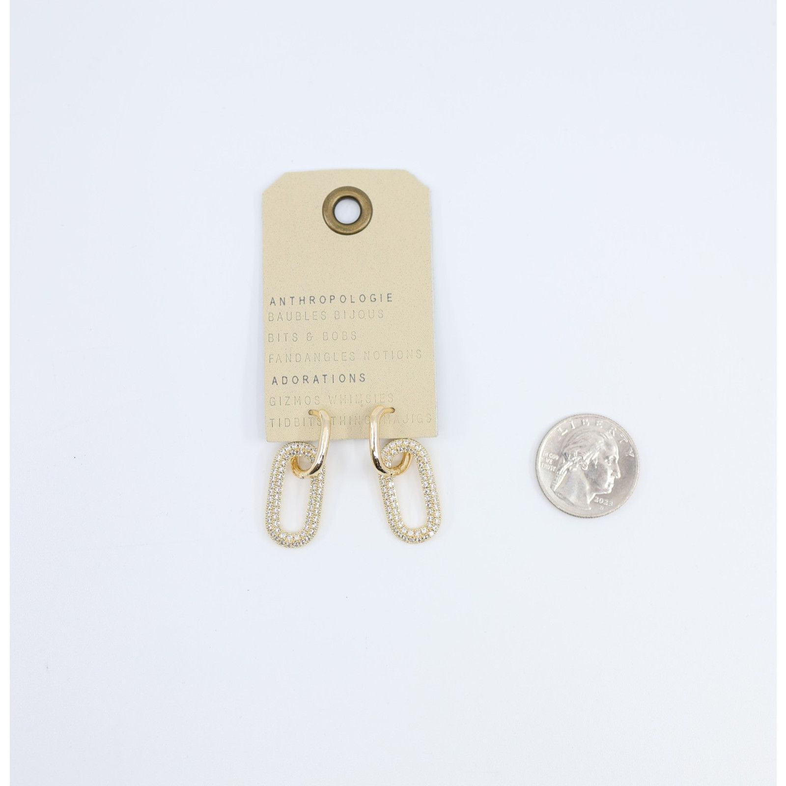 Anthropologie New Anthropologie Pave Crystal Drop Gold Plated Earrings Size ONE SIZE - 1 Thumbnail