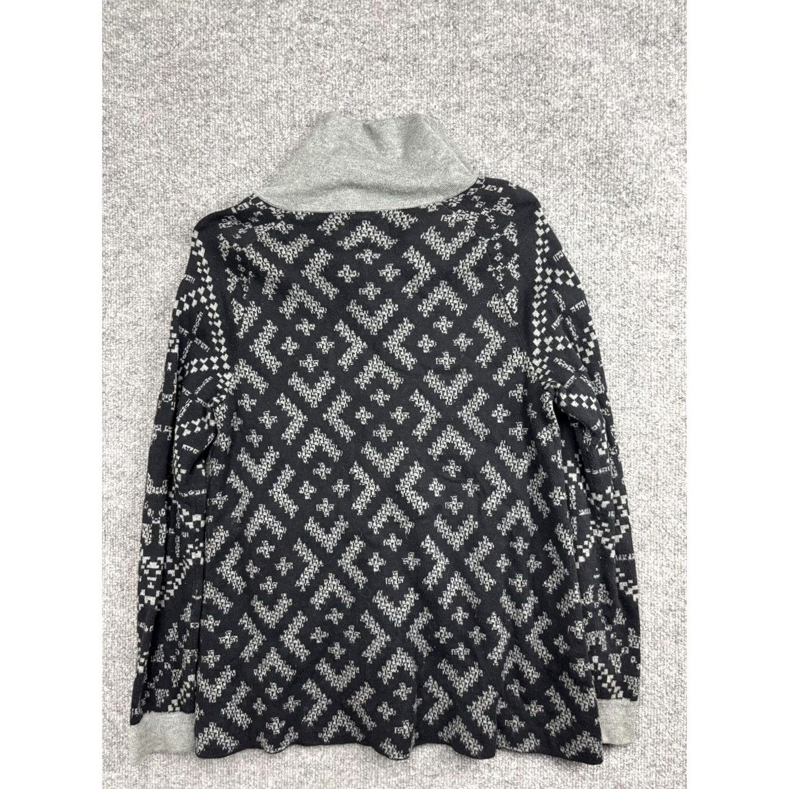 Vintage Icelandic Design Sweater Womens XS Black Geometric Full Zip Mock Neck Knit Size XS / US 0-2 / IT 36-38 - 6 Thumbnail