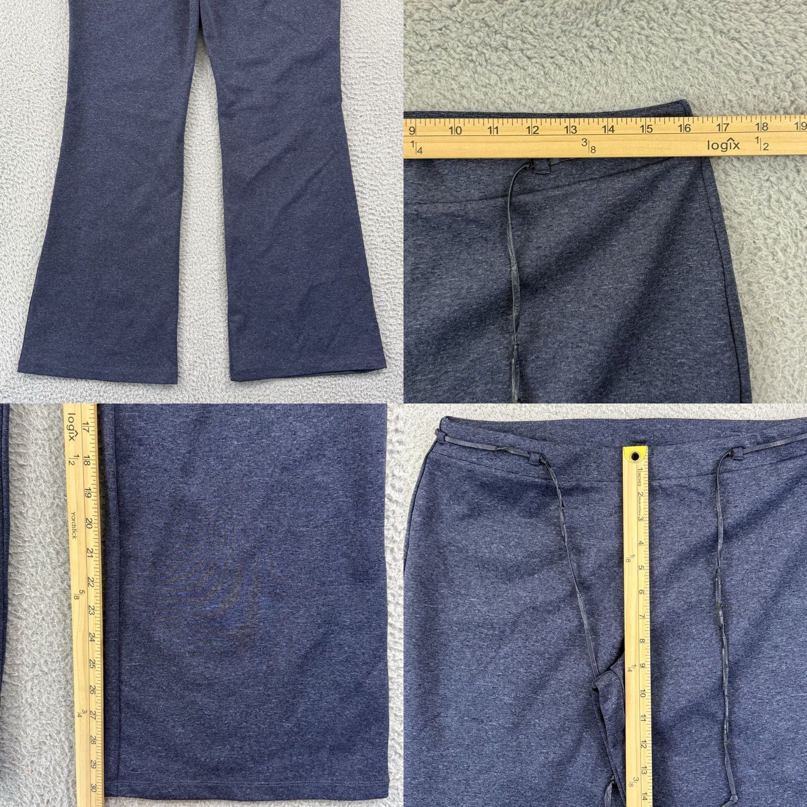 Express VINTAGE Express Pants Womens 11/12 Blue Flare Stretch Drawstring Loose 32x30 Y2K Size 34" / US 12 / IT 48 - 8 Thumbnail