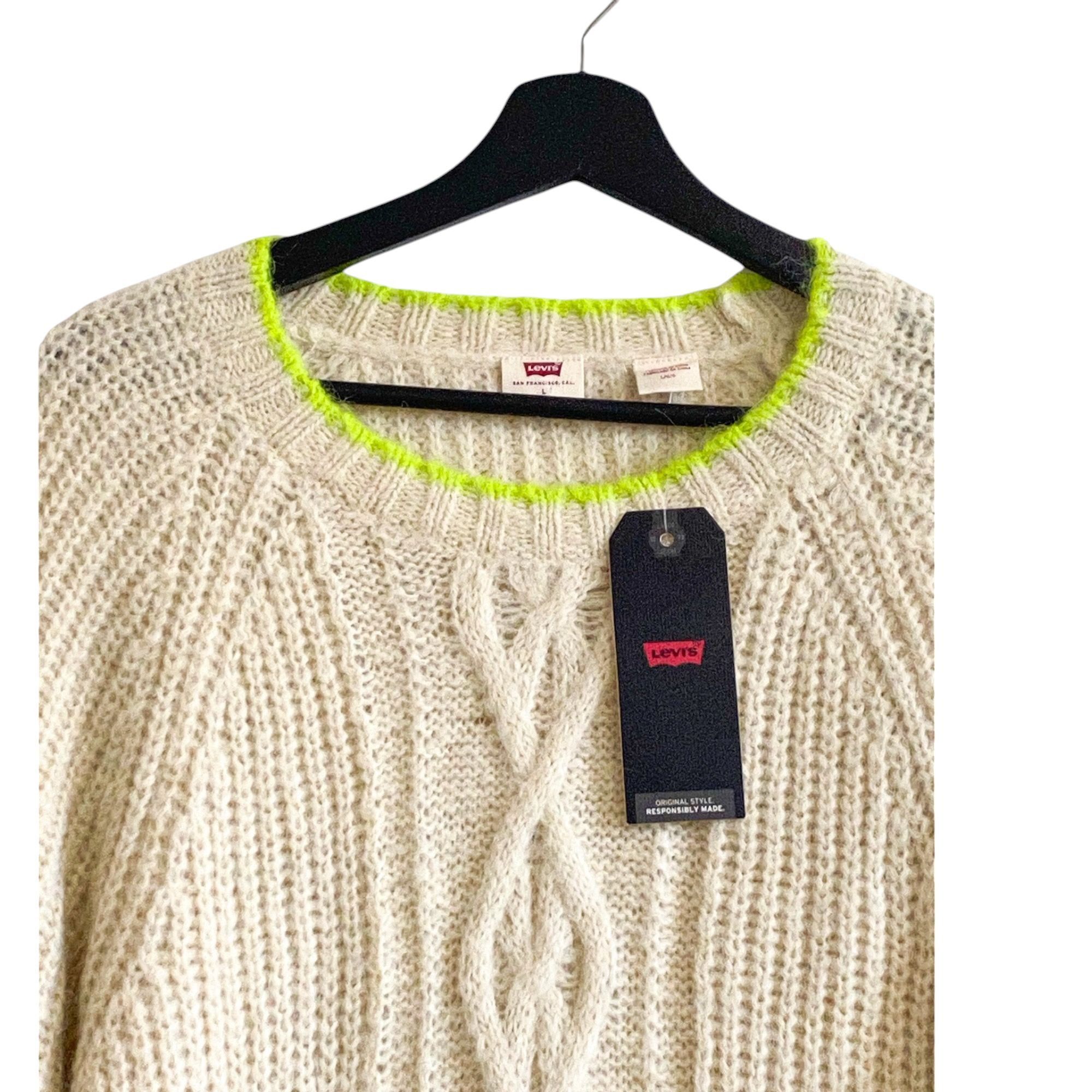 Levi's Levi's Ava Cable Knit Sweater in Almond Milk, L, NWT Size L / US 10 / IT 46 - 7 Thumbnail