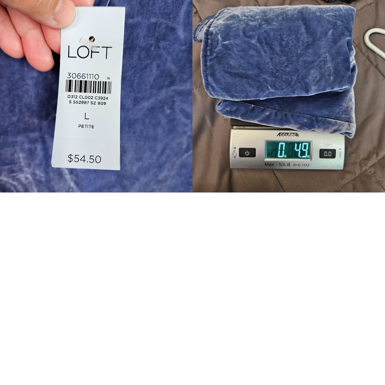 Ann Taylor Loft Ann Taylor Women's Blue Velvet V-Neck Tank Top PL Petite NEW Velvet Tank Top with Nylon-Viscose Blend Blue Size L / US 10 / IT 46 - 8 Thumbnail