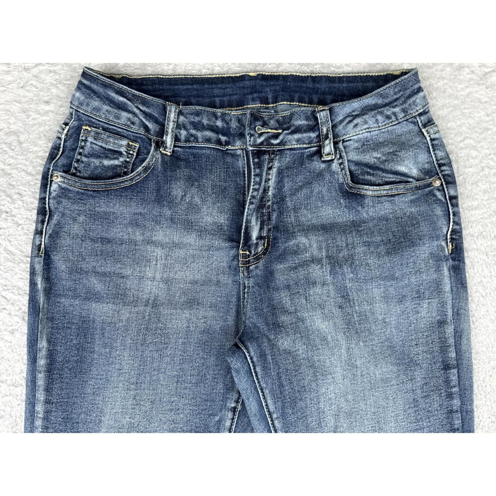 Shein SheIn Flare Jeans Womens 6 Blue Med Wash Mid Rise Regular Fit Denim 26x30 Jeans Size 28" / US 6 / IT 42 - 5 Thumbnail