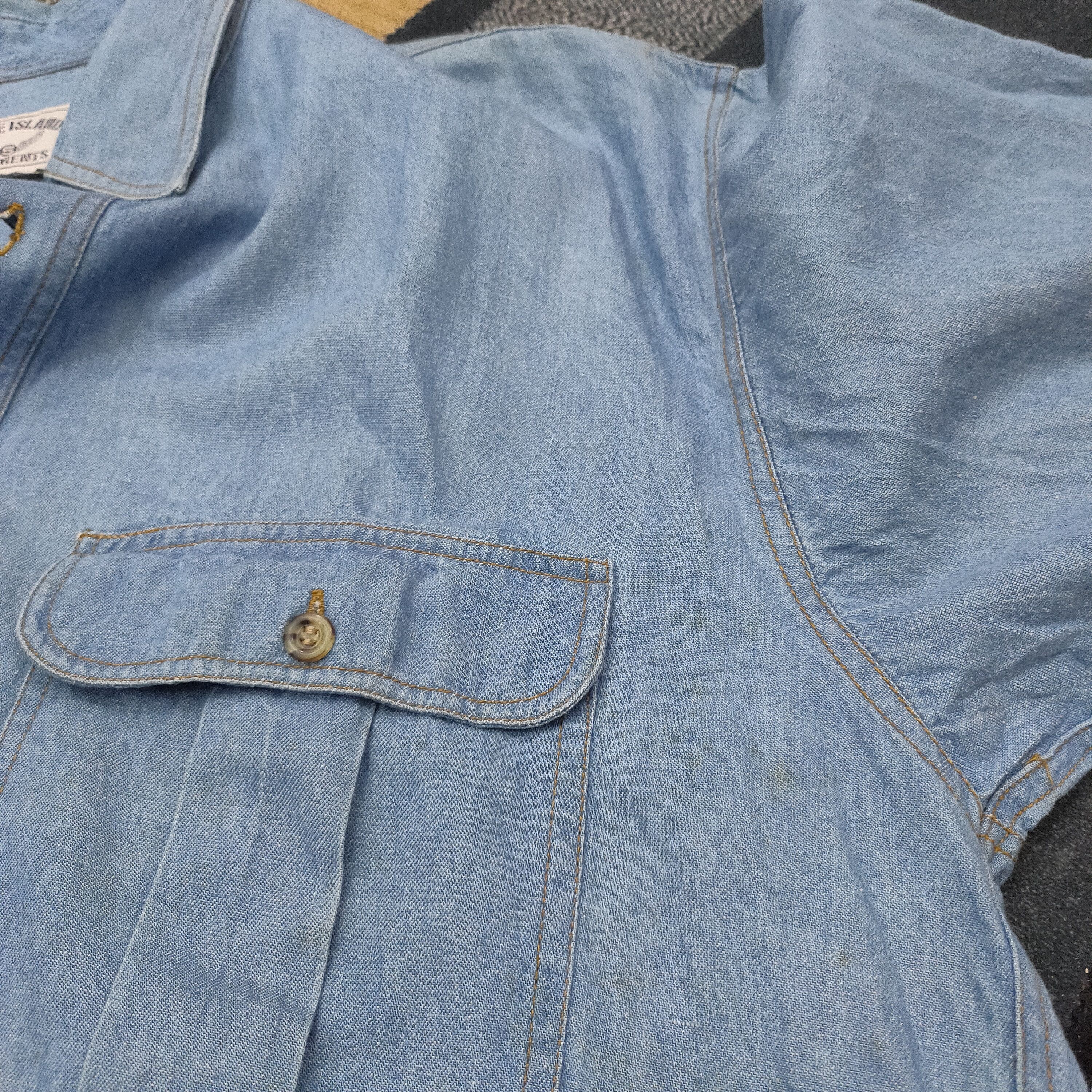 Stone Island Stone Island Garment Denim Short Sleeve Shirt Workwear Style Size US L / EU 52-54 / 3 - 5 Thumbnail