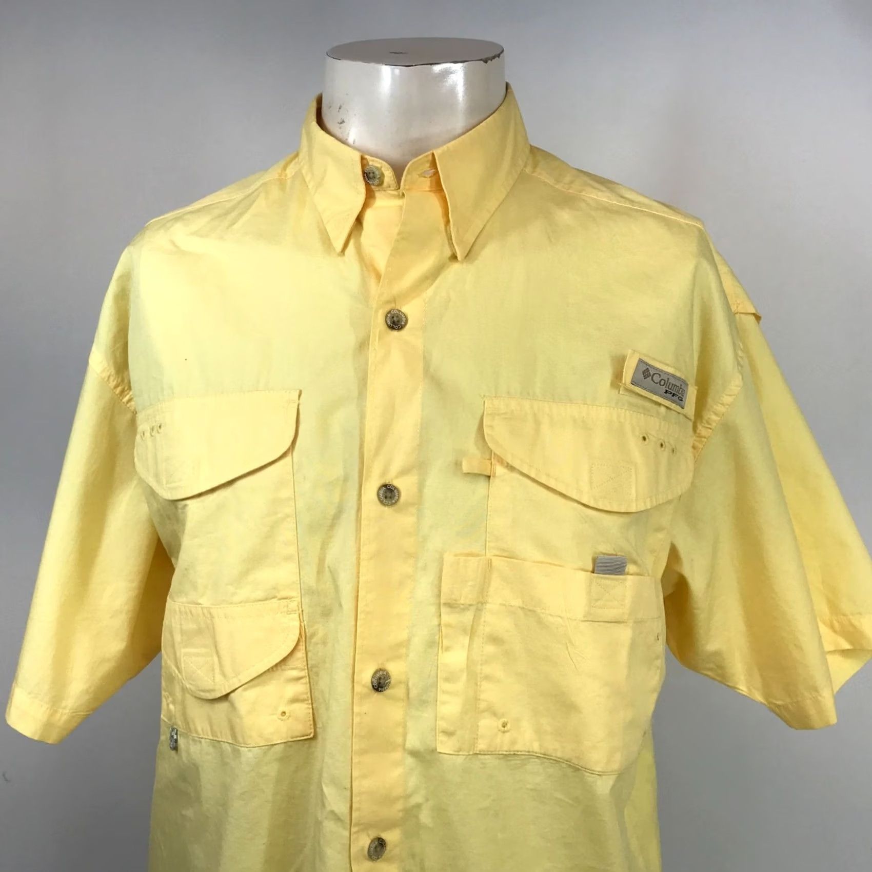 Vintage Columbia Mens Medium Yellow Short Sleeve Collared Button PFG Shirt Size US M / EU 48-50 / 2 - 2 Thumbnail