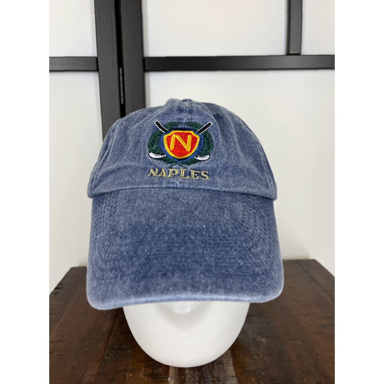 Denime VINTAGE Naples Golf Hat Cap Strap Back Adult One Size Blue Denim Bistiartibe Headwear Size ONE SIZE - 2 Thumbnail
