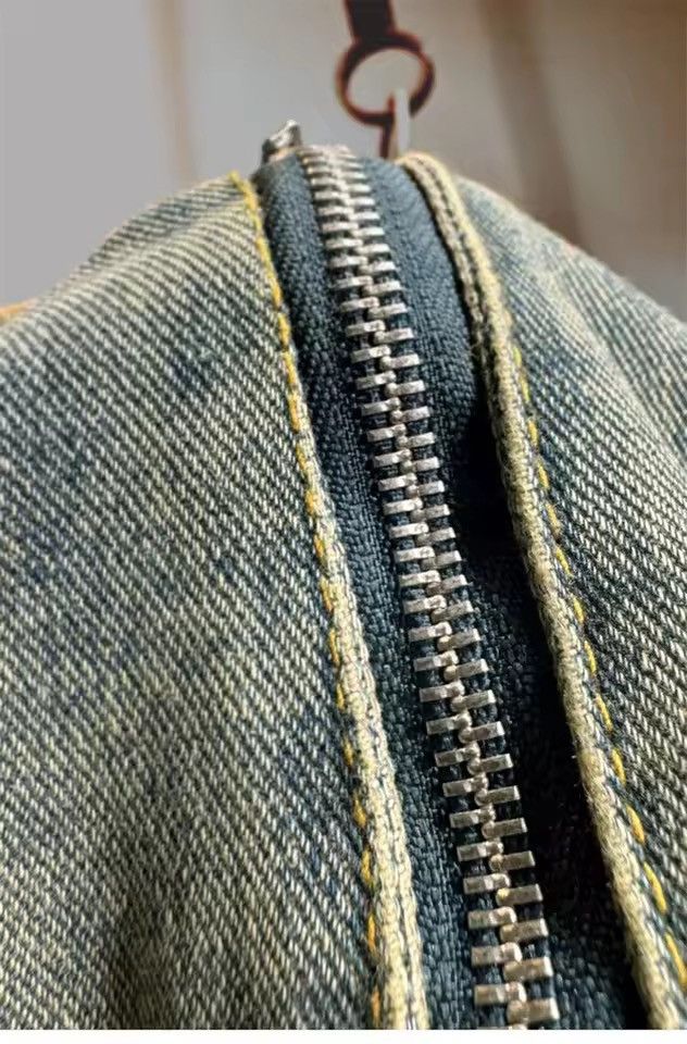 Japanese Brand Retro Washed Streetwear Cropped Zipper Irregular Jacket Size S / US 4 / IT 40 - 5 Thumbnail