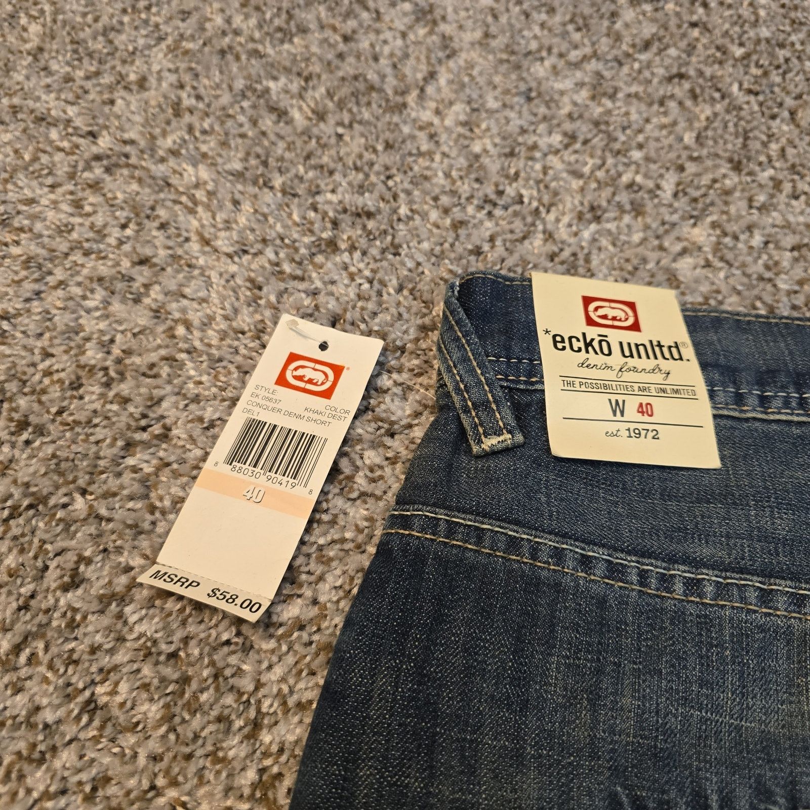 Ecko Unltd. NWT DS Y2K Vintage Ecko Unltd Baggy Jean Shorts Embroidered Size US 40 / EU 56 - 6 Thumbnail