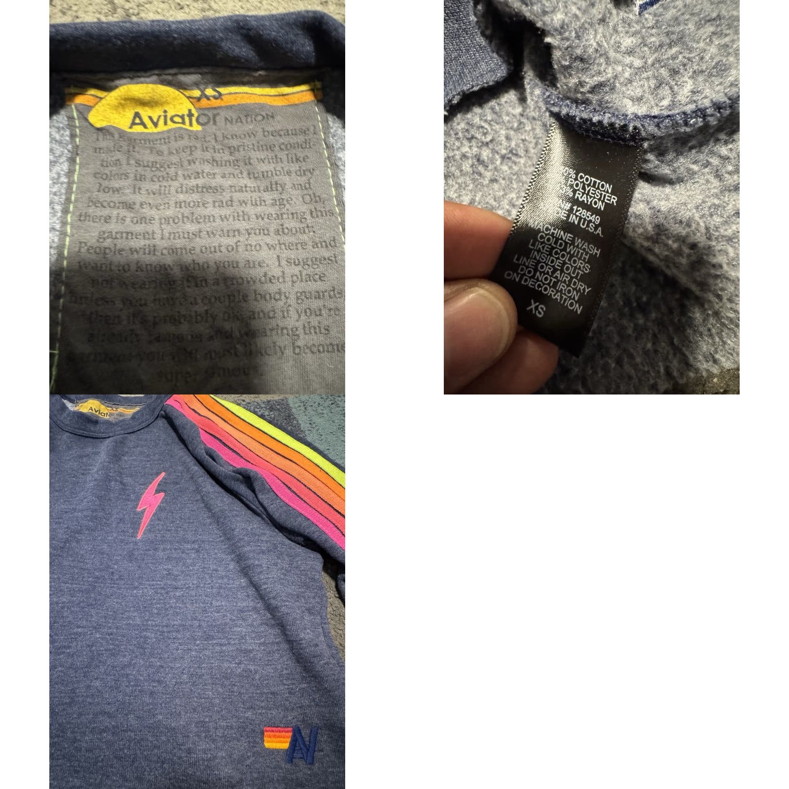 Aviator Nation AVIATOR NATION Bolt Cropped Classic Five Stripe Crewneck Sweatshirt XS Size XS / US 0-2 / IT 36-38 - 10 Thumbnail