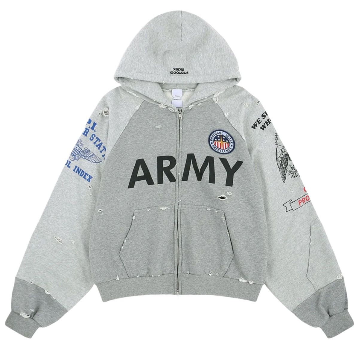 Other PROTOCOL INDEX 'MELANGE GRAY' RECONSTRUCTED ZIP HOODIE Size US S / EU 44-46 / 1 - 1 Thumbnail