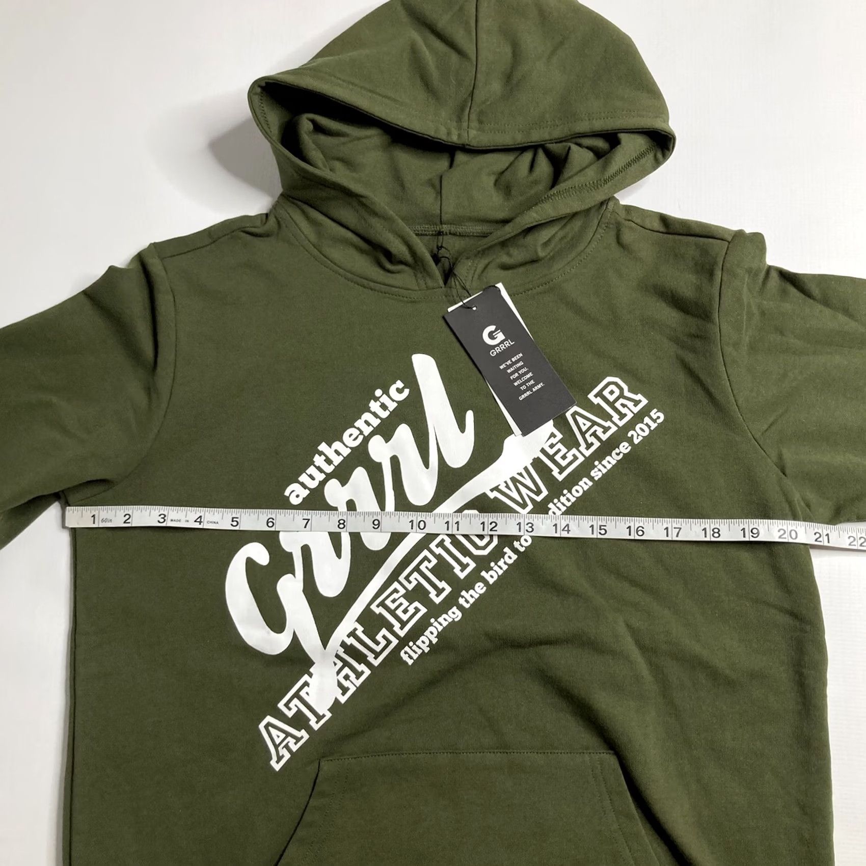 Vintage VINTAGE GRRRL Hoodie Army Green Athletic Wear Victoria Small Front Pocket Spellout NWT Size S / US 4 / IT 40 - 7 Thumbnail