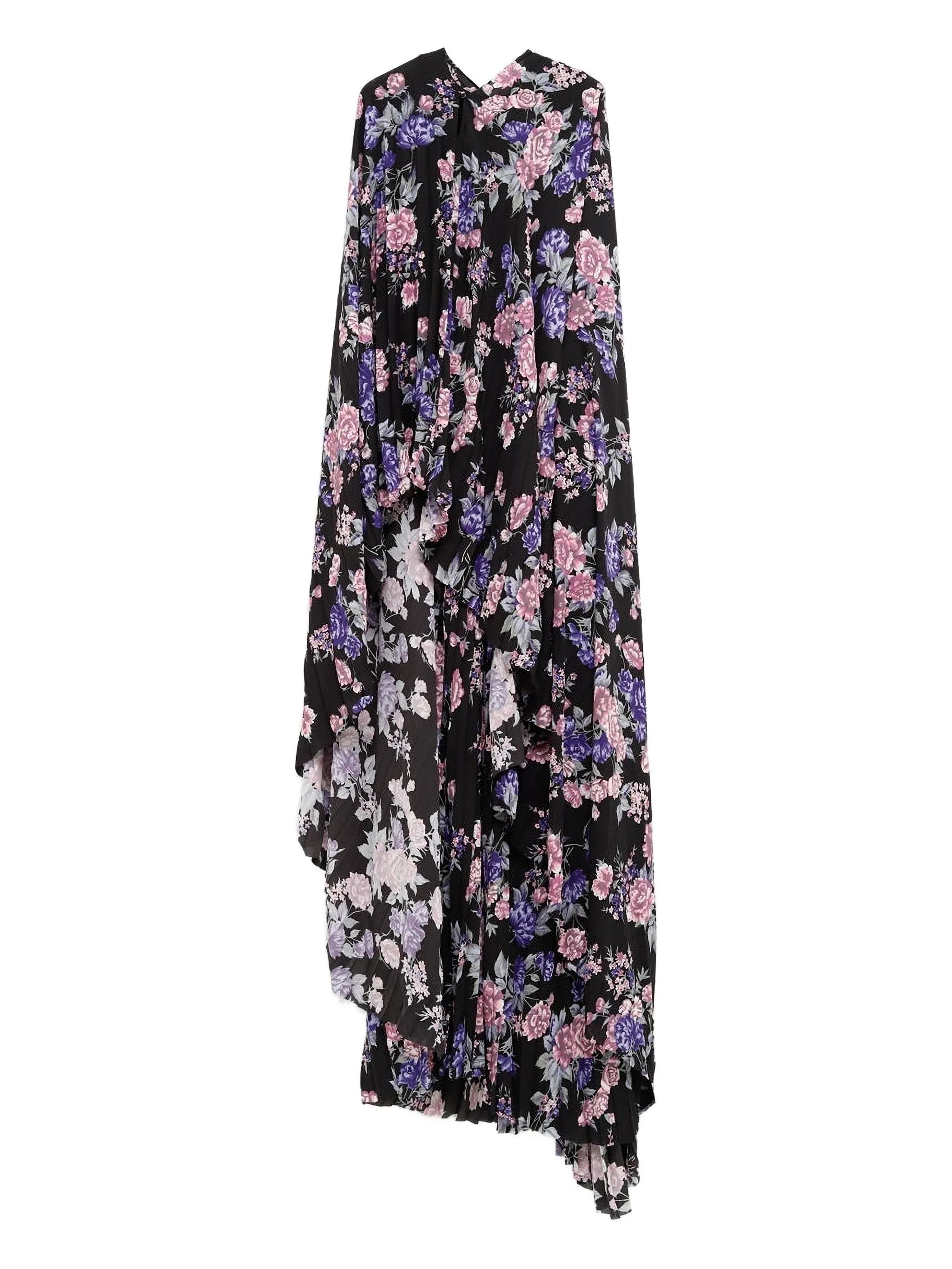 Balenciaga oc11z0825 Floral Circle Pleated Dress in Multicolor Size S / US 4 / IT 40 - 2 Thumbnail