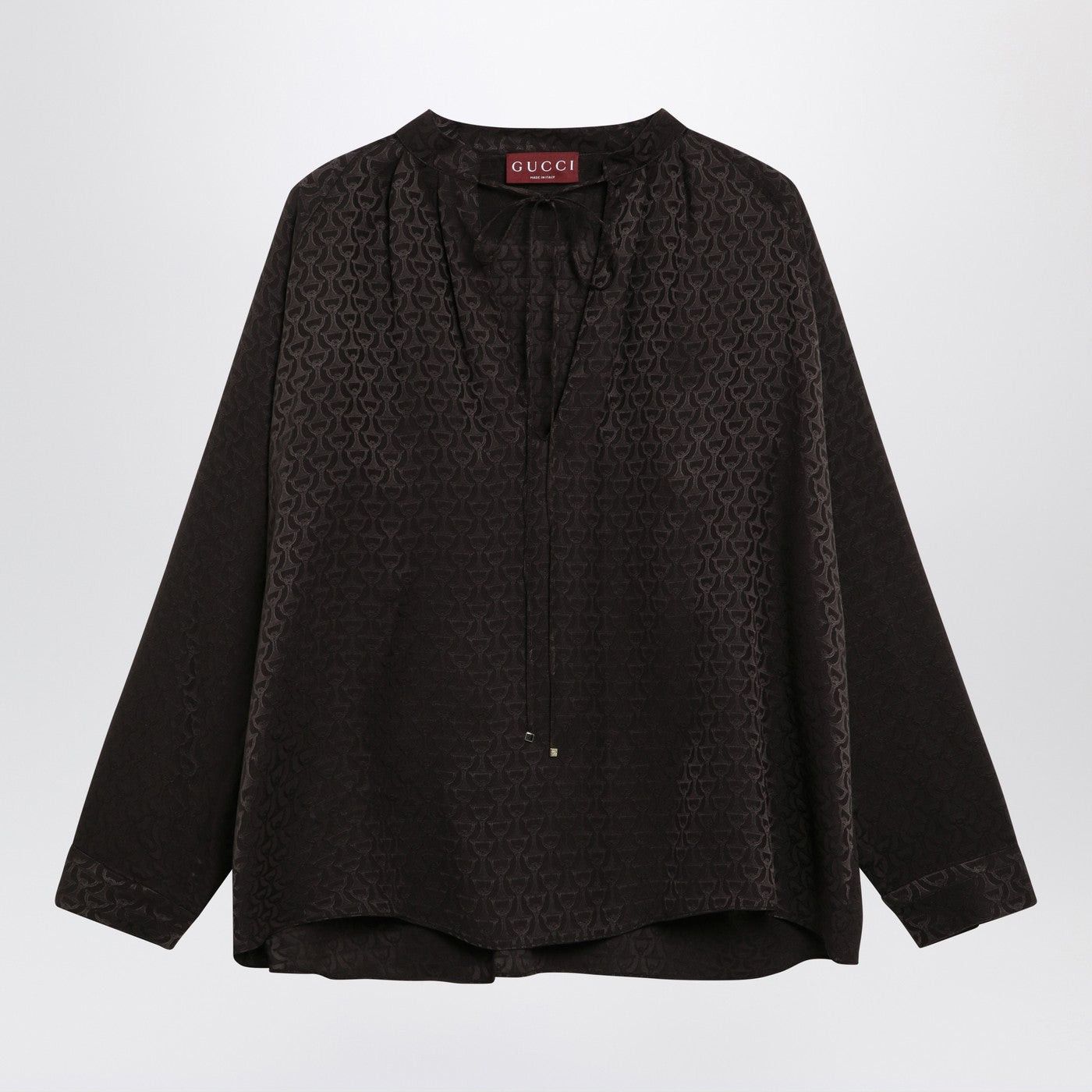 Gucci Gucci Brown Jacquard Silk Shirt With Clamps Size M / US 6-8 / IT 42-44 - 1 Thumbnail