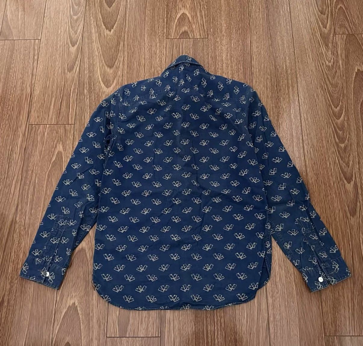 RRL Ralph Lauren RRL Double RL Indigo dyed washed vintage poker print shirt Size US S / EU 44-46 / 1 - 2 Thumbnail
