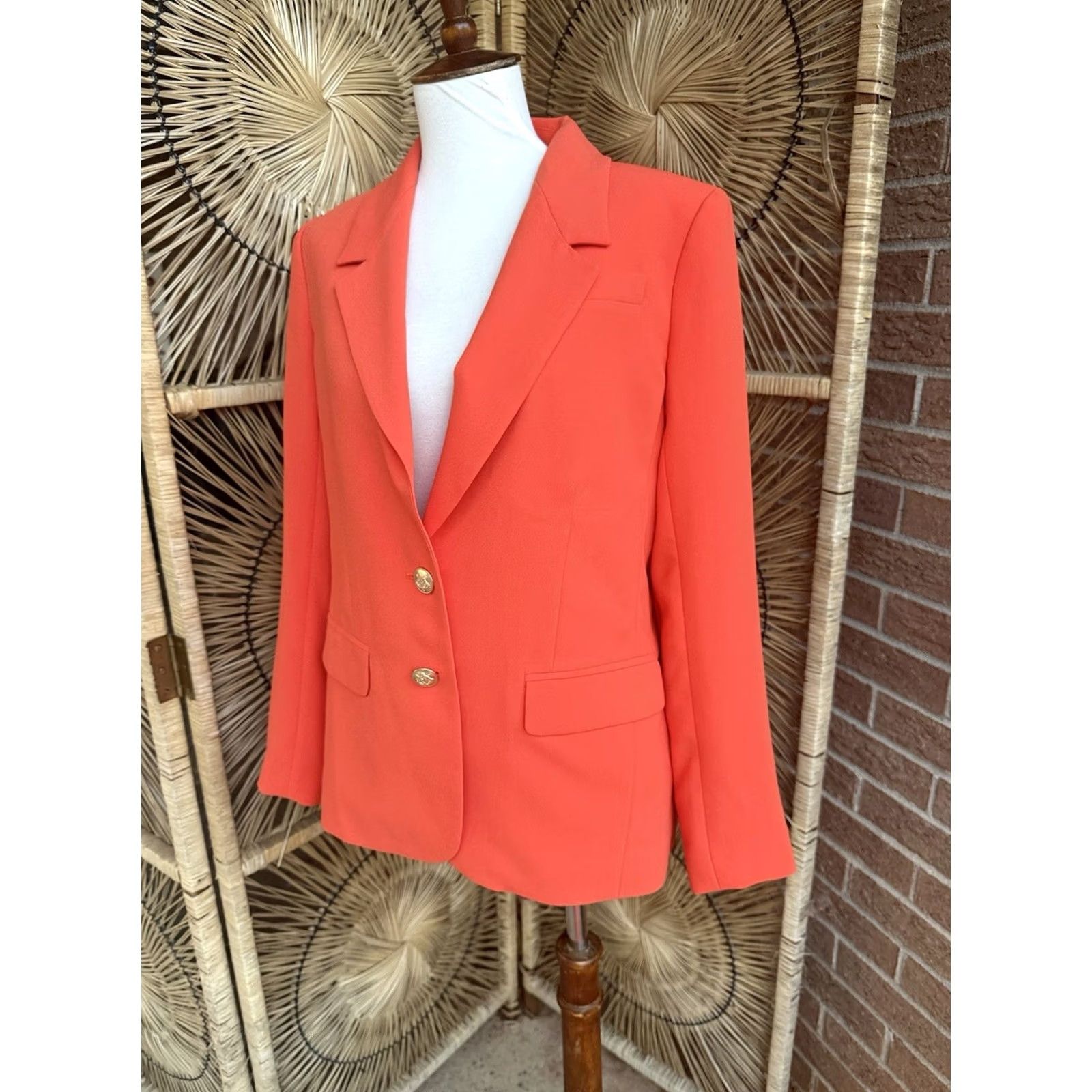 J.Crew J.Crew Willa Blazer Womens 6 Orange Gold Button Lined Career Jacket Shirt Size M / US 6-8 / IT 42-44 - 3 Thumbnail