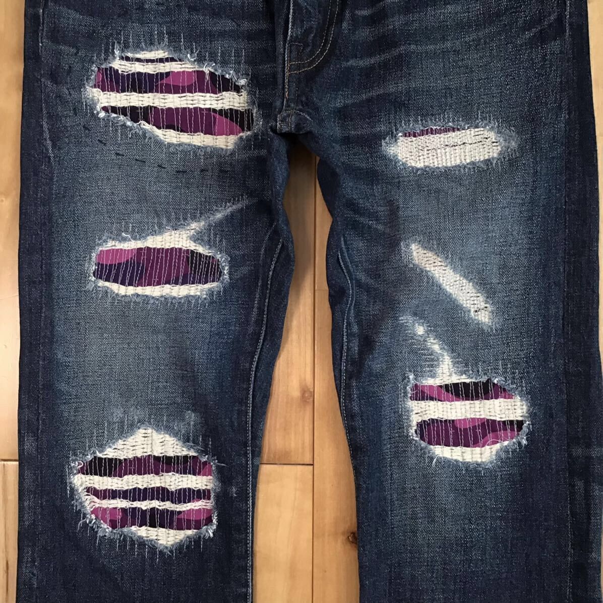 Bape BAPE TYPE5 Purple camo Damage Denim Pants ★size M Size US 32 / EU 48 - 3 Thumbnail