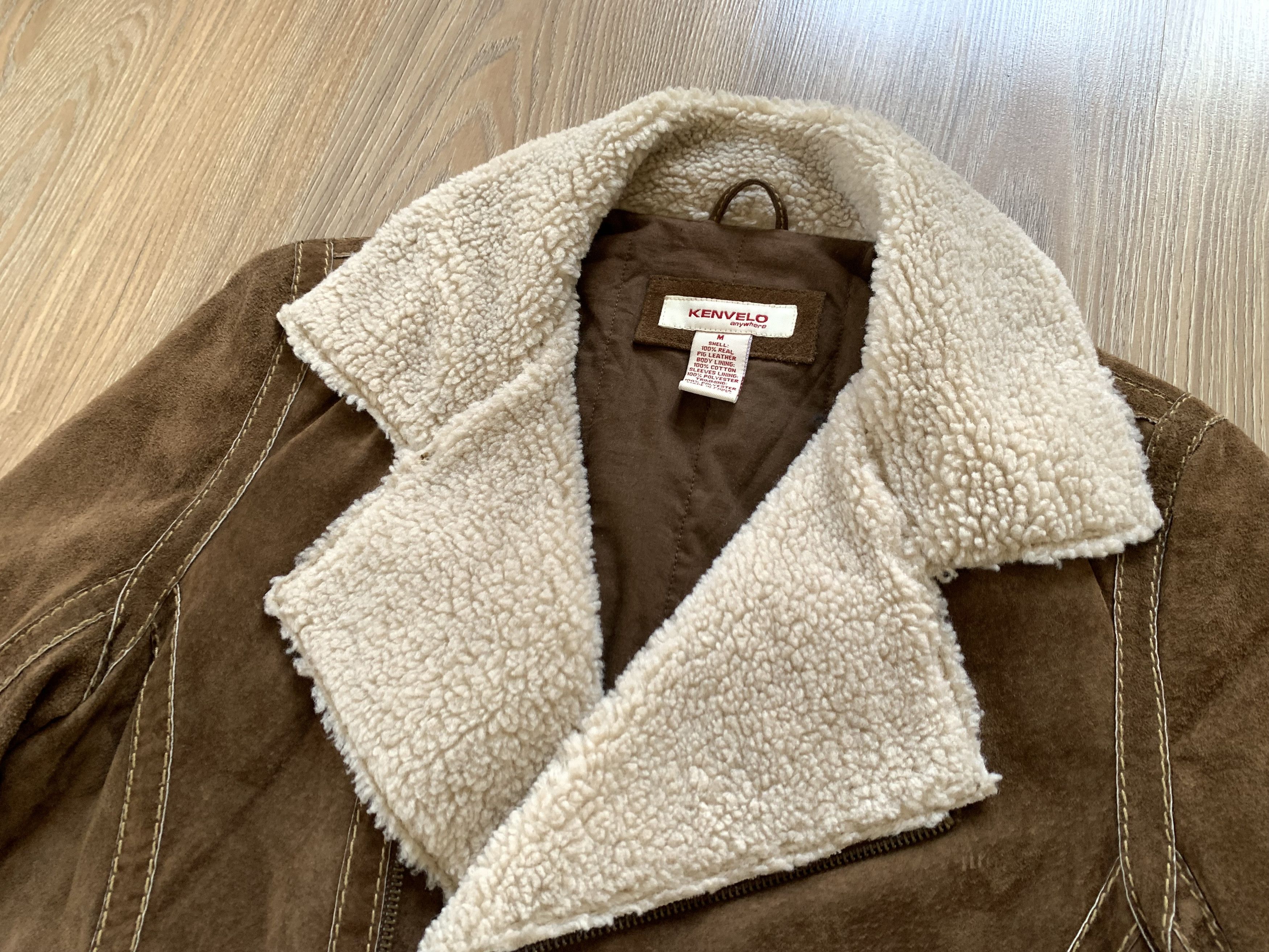 Other Kenvelo Brown Real Leather Pocket Shearling Jacket Size M / US 6-8 / IT 42-44 - 4 Thumbnail