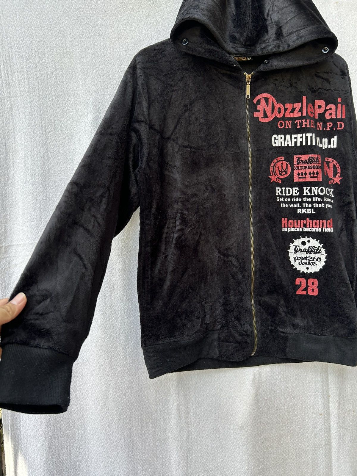 If Six Was Nine × Japanese Brand × Le Grande Bleu (L.G.B.) One sunday best velvet poem zipper hoodie Size US L / EU 52-54 / 3 - 4 Thumbnail