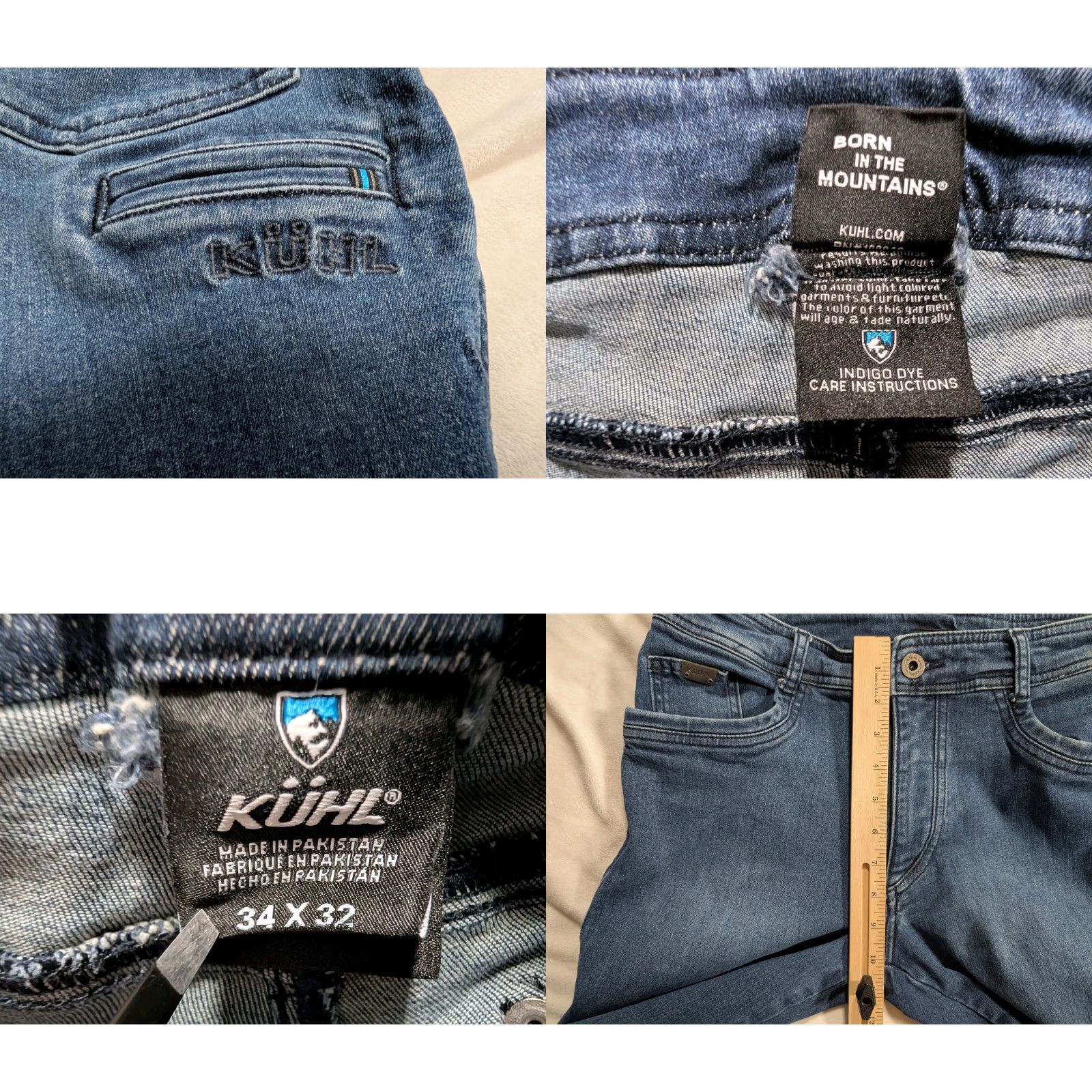Denime KUHL Denim Jeans Mens 30x30 Indigo Dye Denim Blue Style 5200 Straight 5-Pocket Logo Baggy N/A Size US 34 / EU 50 - 8 Thumbnail