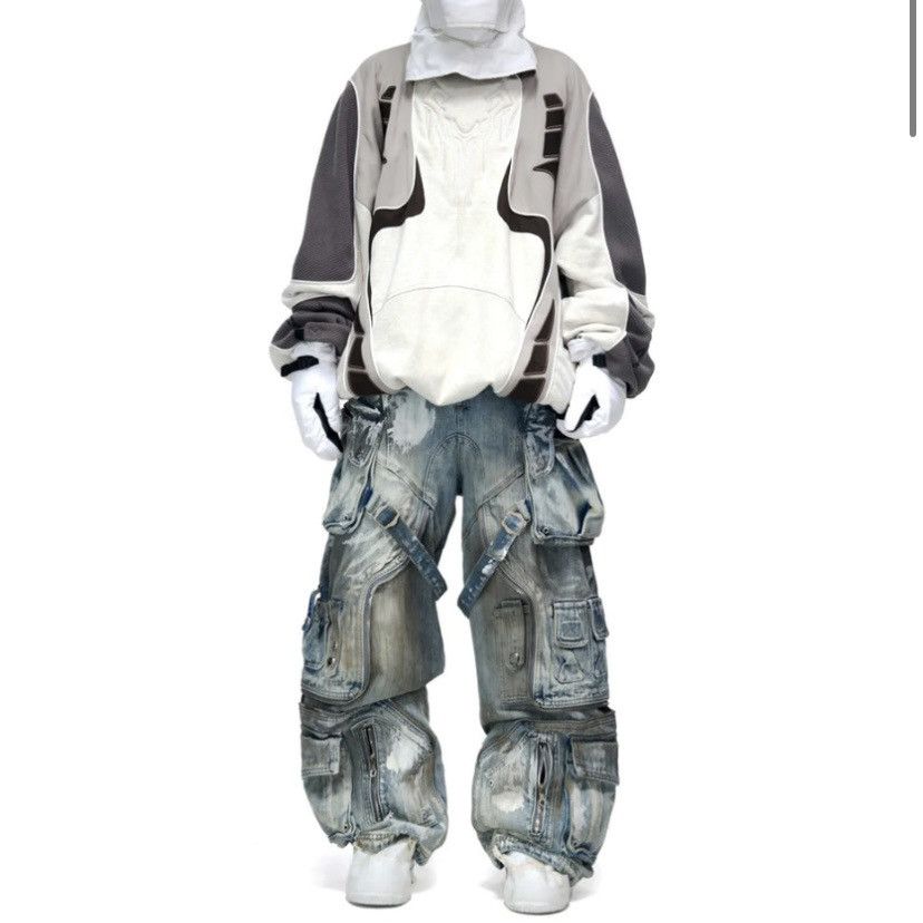 Designer Person soul White Stain GraffitiCargo Pants Size US 33 - 1 Thumbnail
