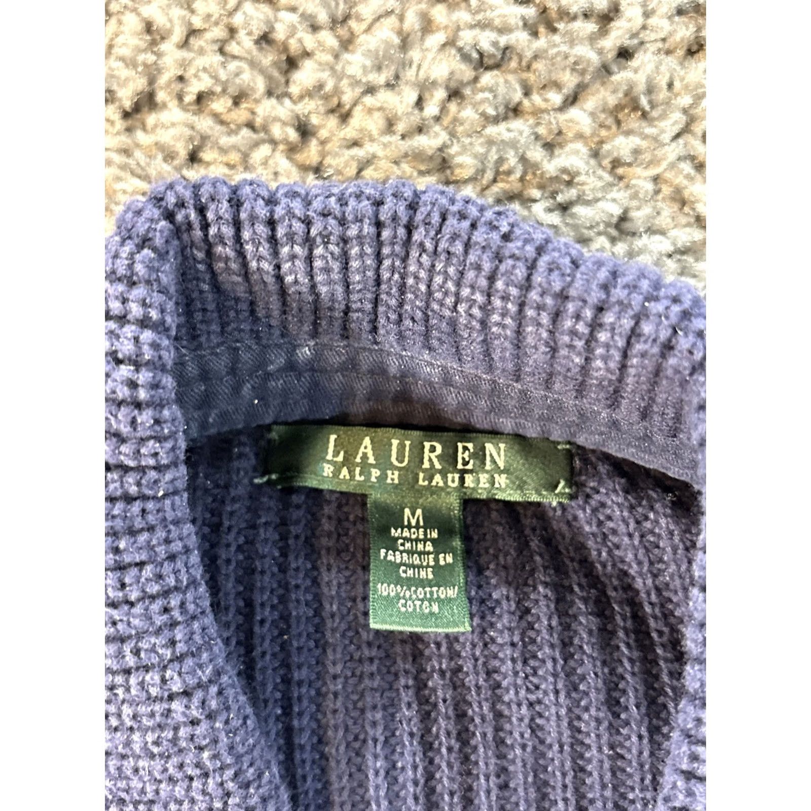 Ralph Lauren VINTAGE Ralph Lauren Cardigan Sweater Women’s Medium Navy Knit Double Breast Blue M Long Sleeve Collared Cotton Women Mens? Size M / US 6-8 / IT 42-44 - 4 Thumbnail