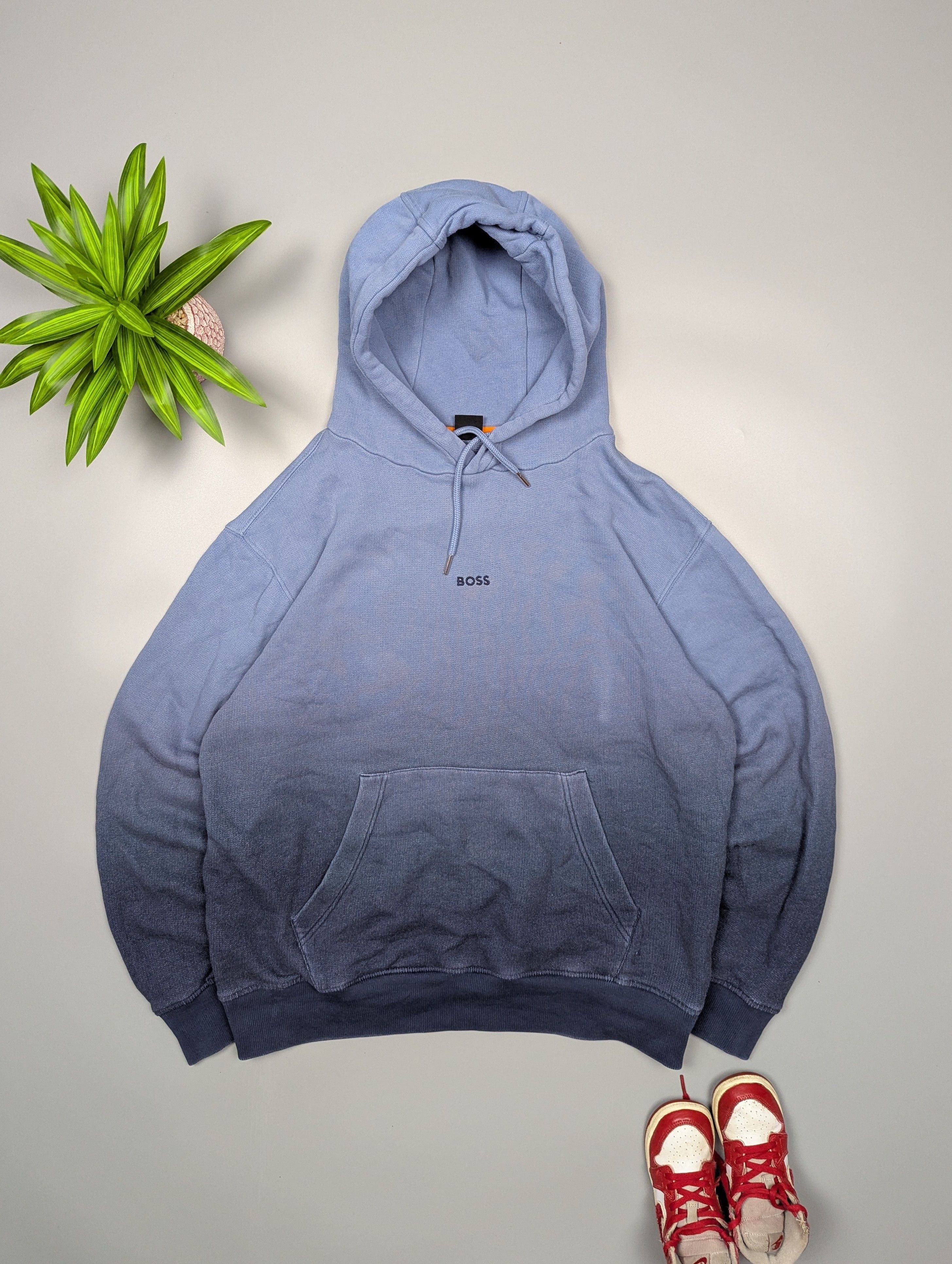 Hugo Boss Men’s Gradient Dye Cotton Terry Distressed Hoodie