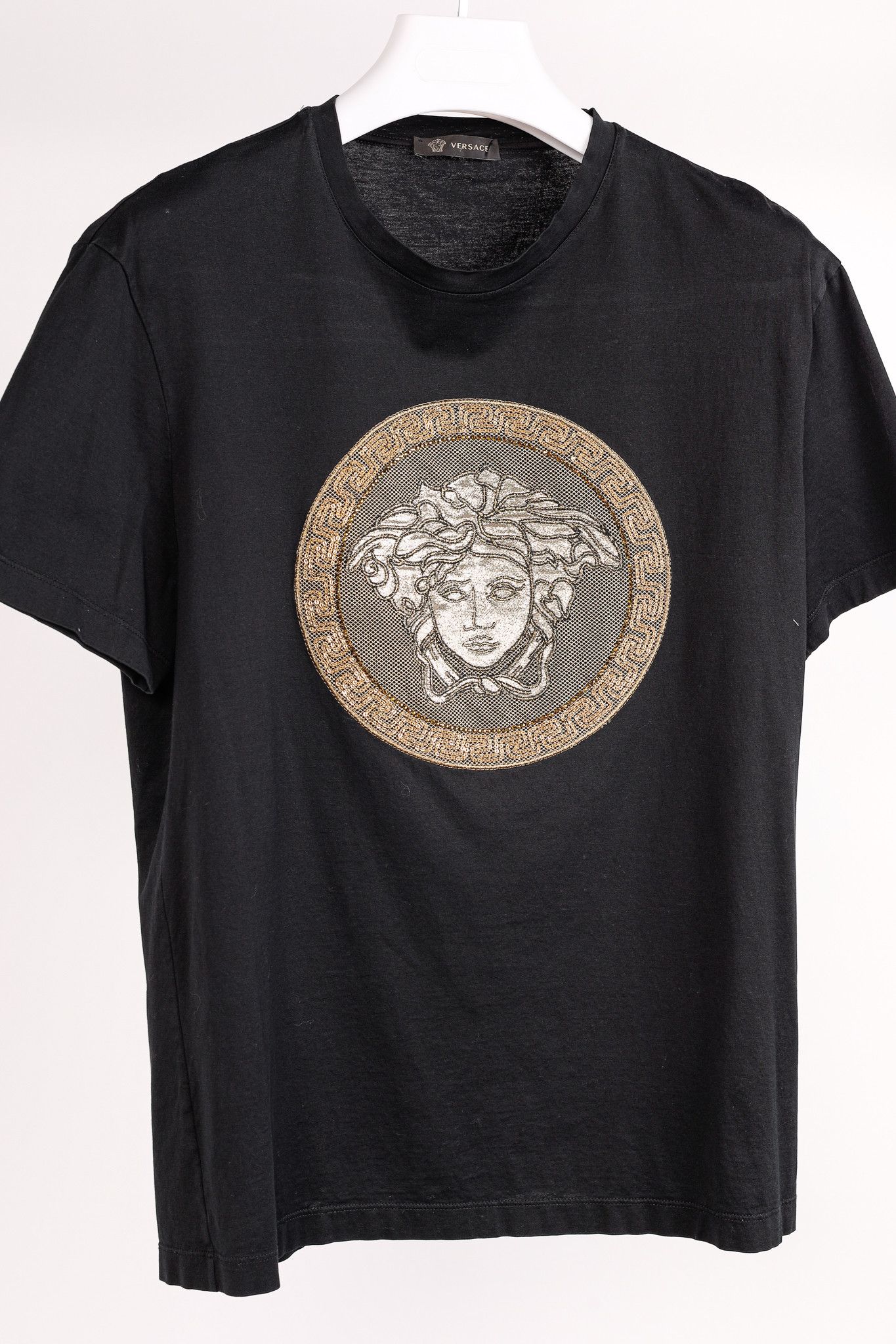 Versace Versace Cotton Jersey Rhinestone & Chainlink Medusa Tee Size L / US 10 / IT 46 - 3 Thumbnail