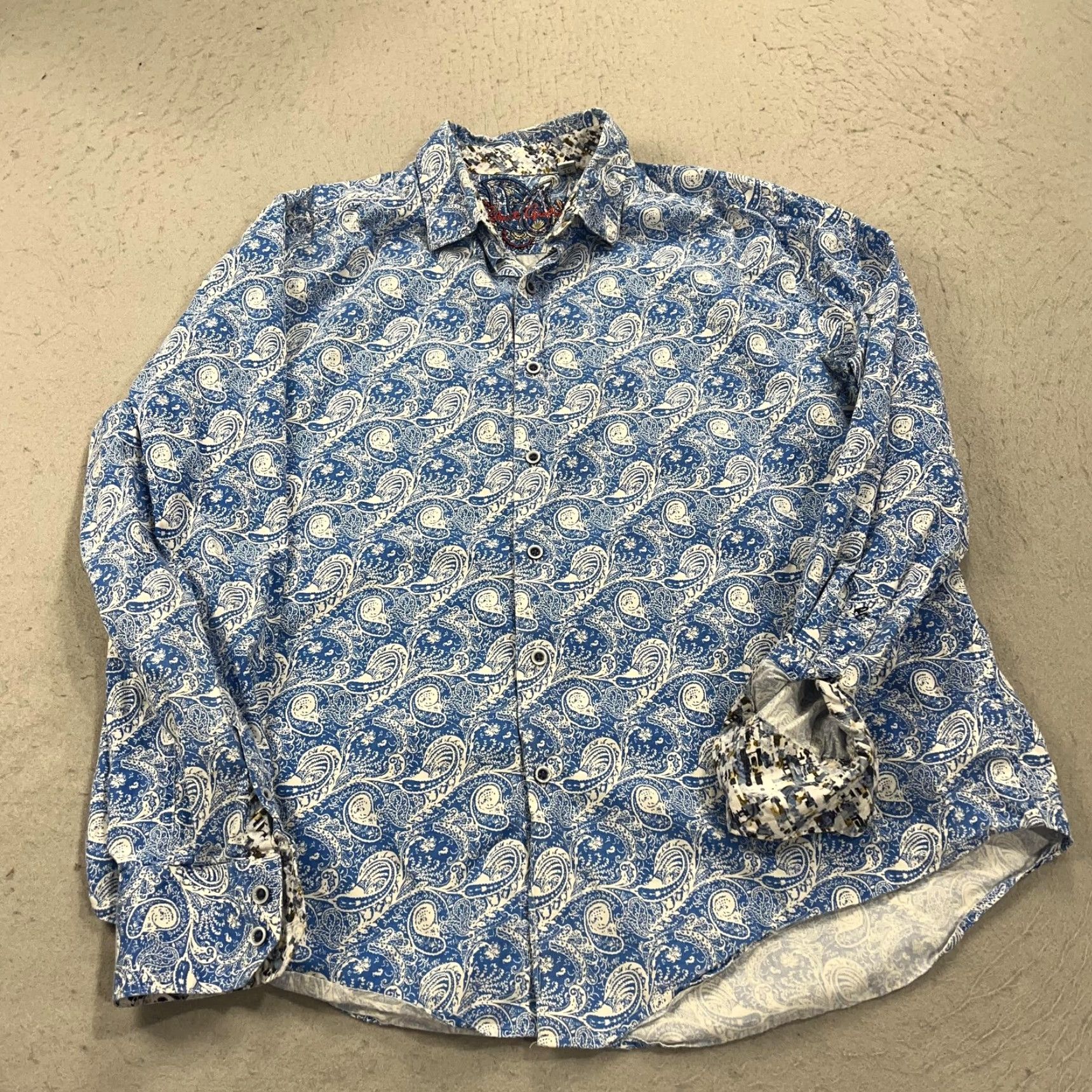 Robert Graham Robert Graham Shirt Mens XL Blue Paisley Classic Stretch Button Loud Flip Cuff Size US XL / EU 56 / 4 - 2 Thumbnail