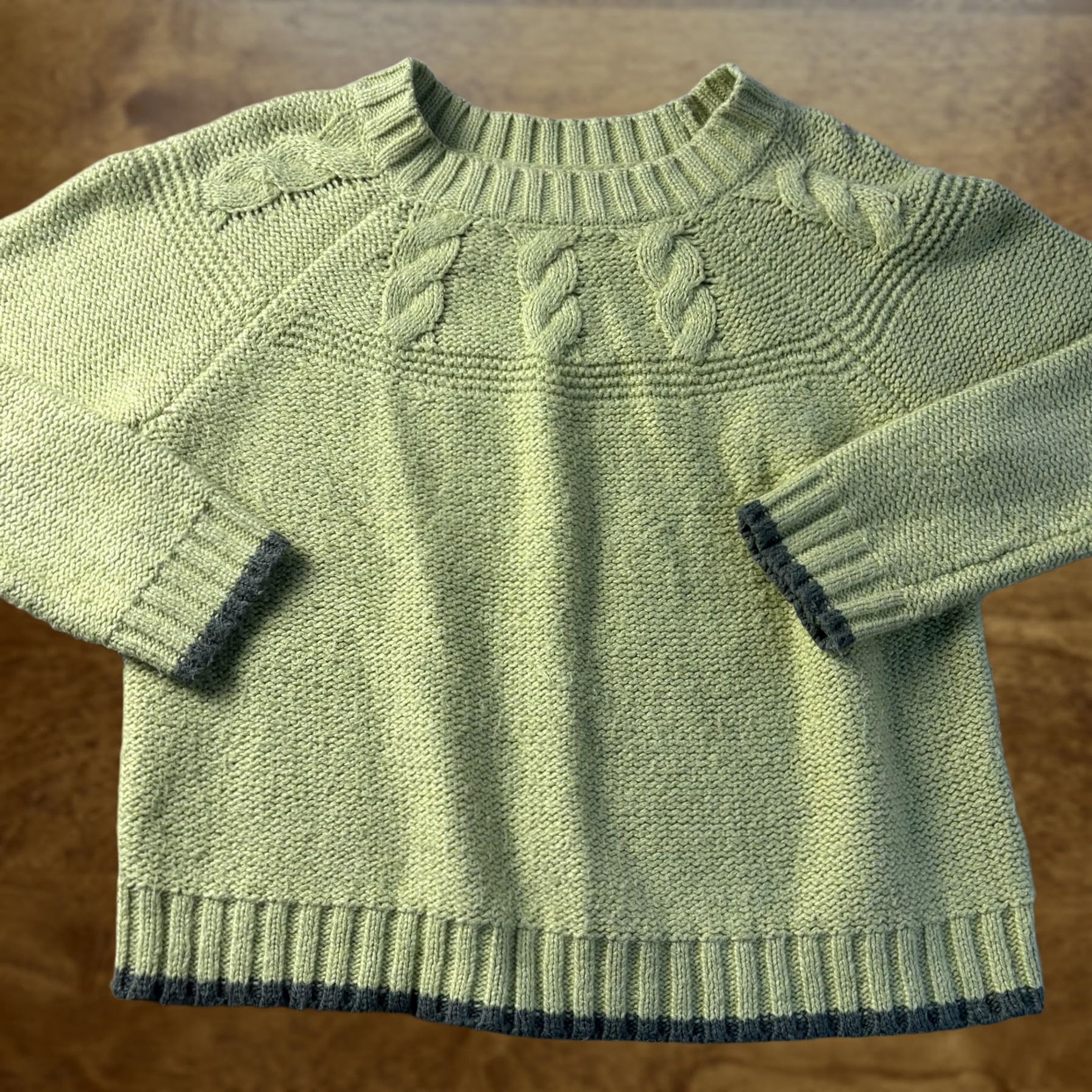 Vintage Aerie Sweater Womens XL Green Cable Knit Raglan Crewneck Pullover Contrast Trim Size XL / US 12-14 / IT 48-50 - 1 Thumbnail