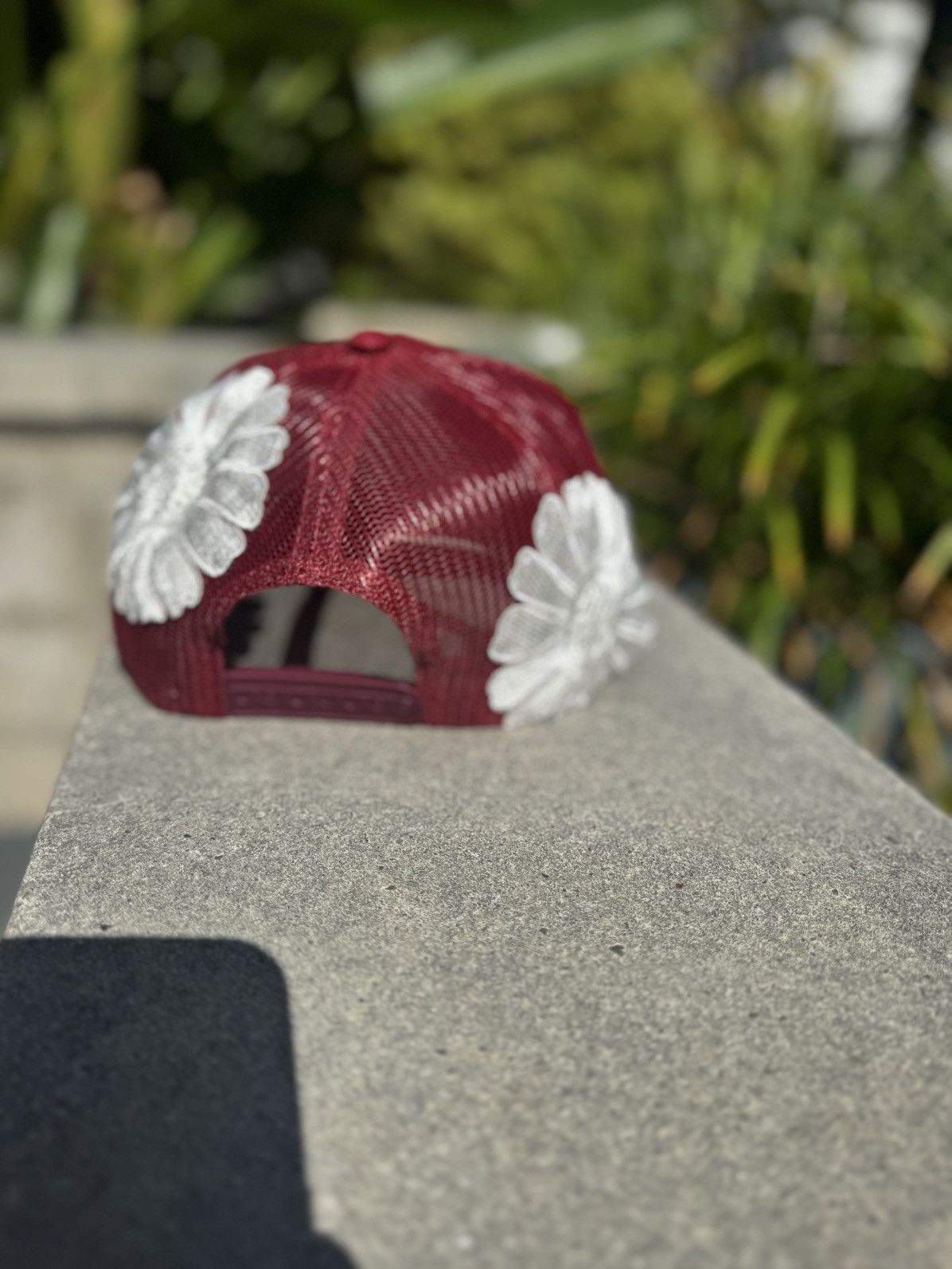 Bass Pro Shops Red bass pro hat with white flowers Size ONE SIZE - 4 Thumbnail