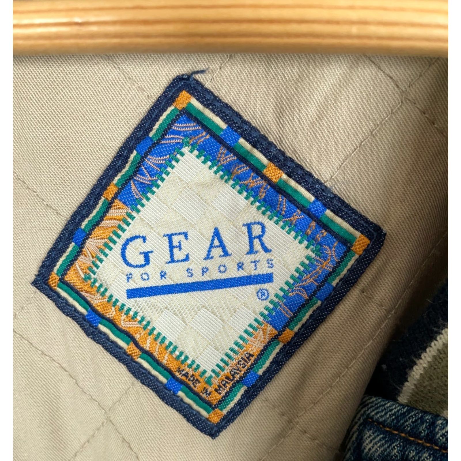 Vintage VINTAGE Gear for Sports Denim Bomber Jacket Men XL Blue Beige Maine Embroidery Size US XL / EU 56 / 4 - 3 Thumbnail