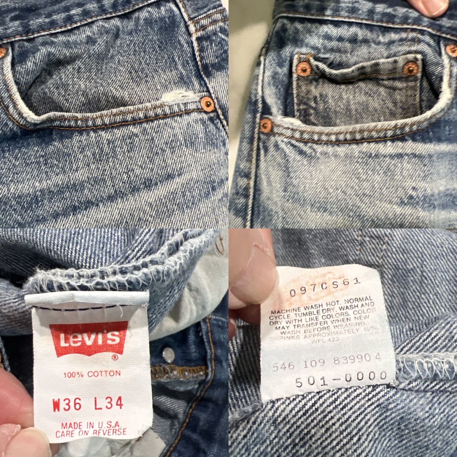 Levi's VINTAGE Levi’s 501 Jeans Men 32x30 Blue Button Fly USA Jeans Classic Distressed Whiskers 5-Pocket Denim 501 Series Mens Size US 32 / EU 48 - 10 Thumbnail