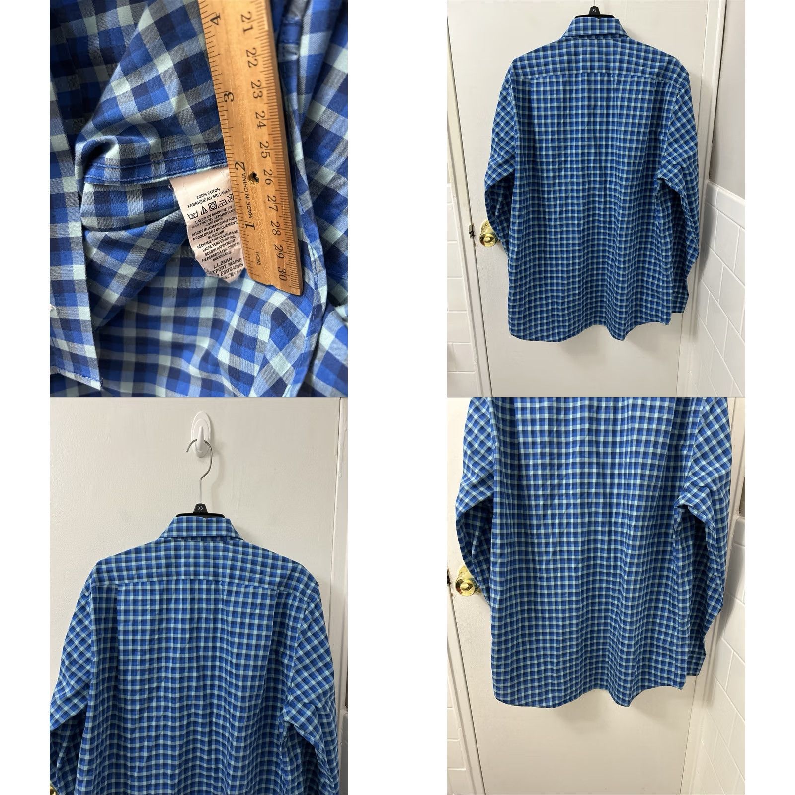 Vintage LL Bean Shirt Mens M Blue Plaid Kennebunk Sport Oxford Wrinkle Free L/S 287889 Size US M / EU 48-50 / 2 - 8 Thumbnail