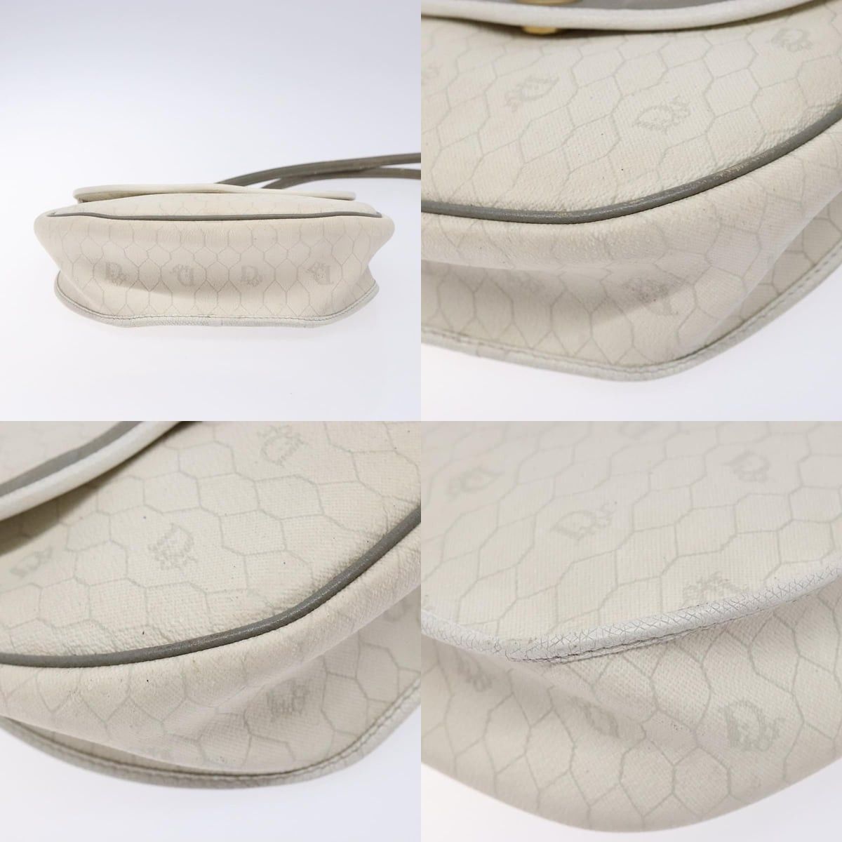 Dior DIOR Honeycomb Canvas Shoulder Bag Pvc White Gold Size ONE SIZE - 10 Thumbnail