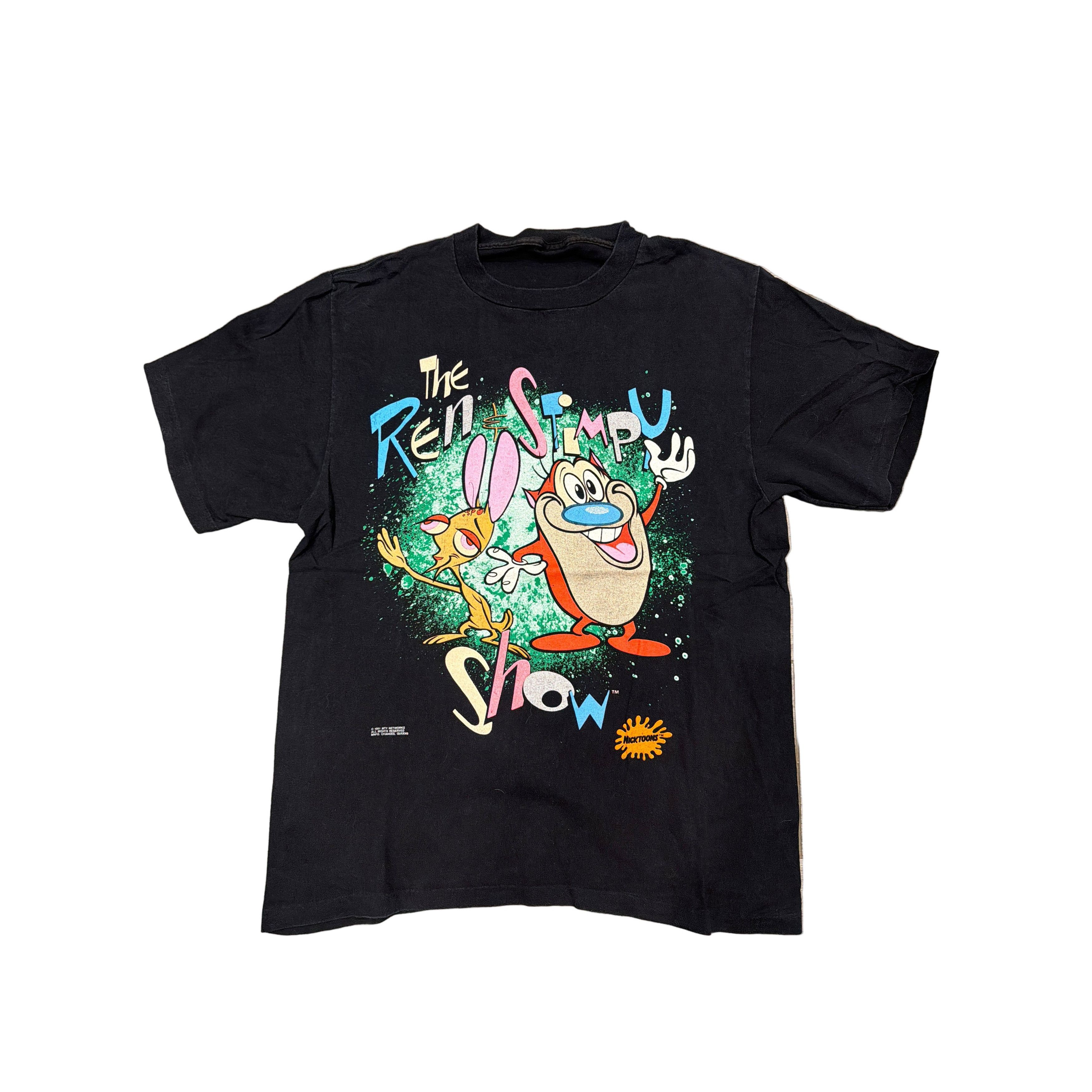 Vintage 1992 Ren And Stimpy Show Nickelodeon Tshirt All Over